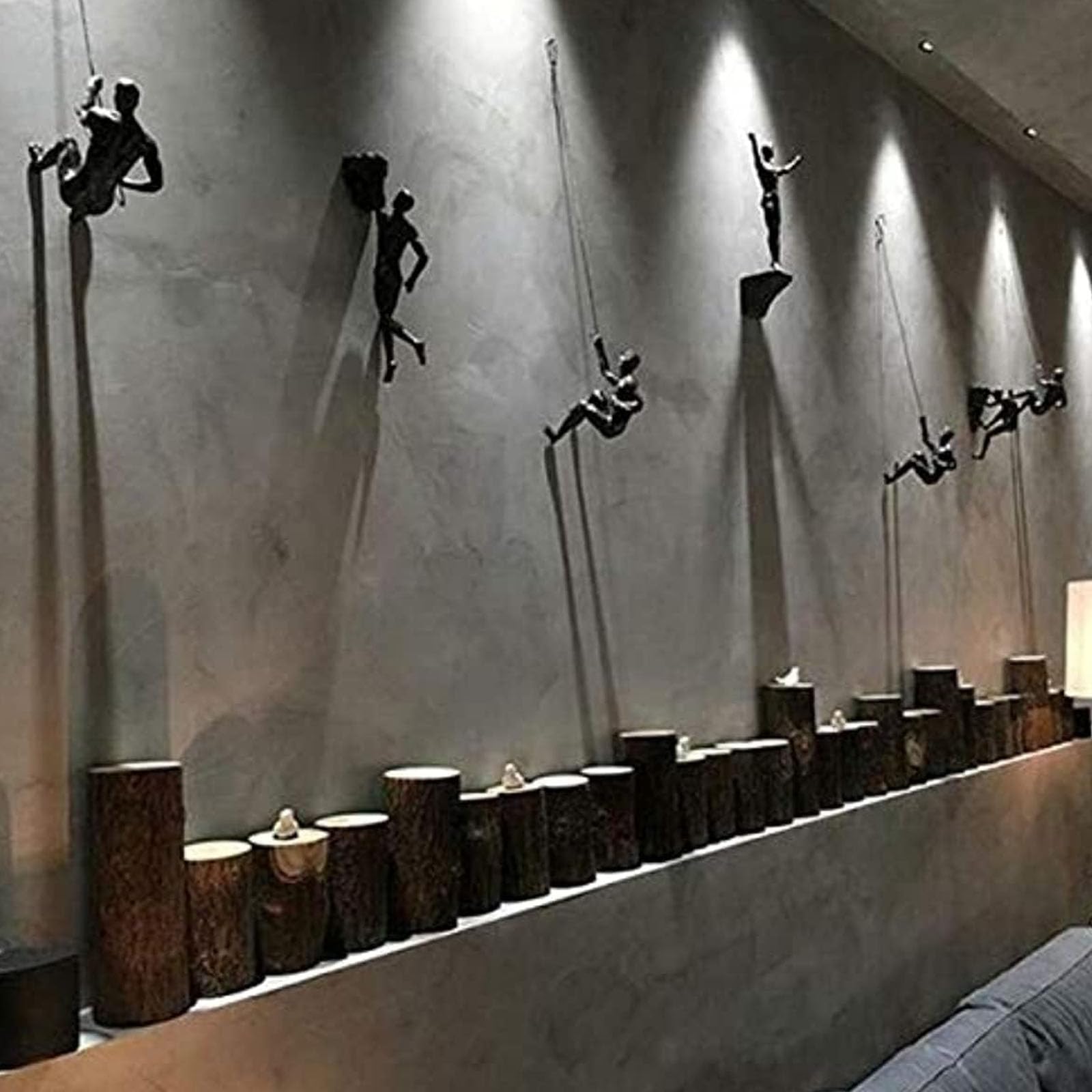 Juego de 6 esculturas de resina 3D para decoración del hogar (negro)