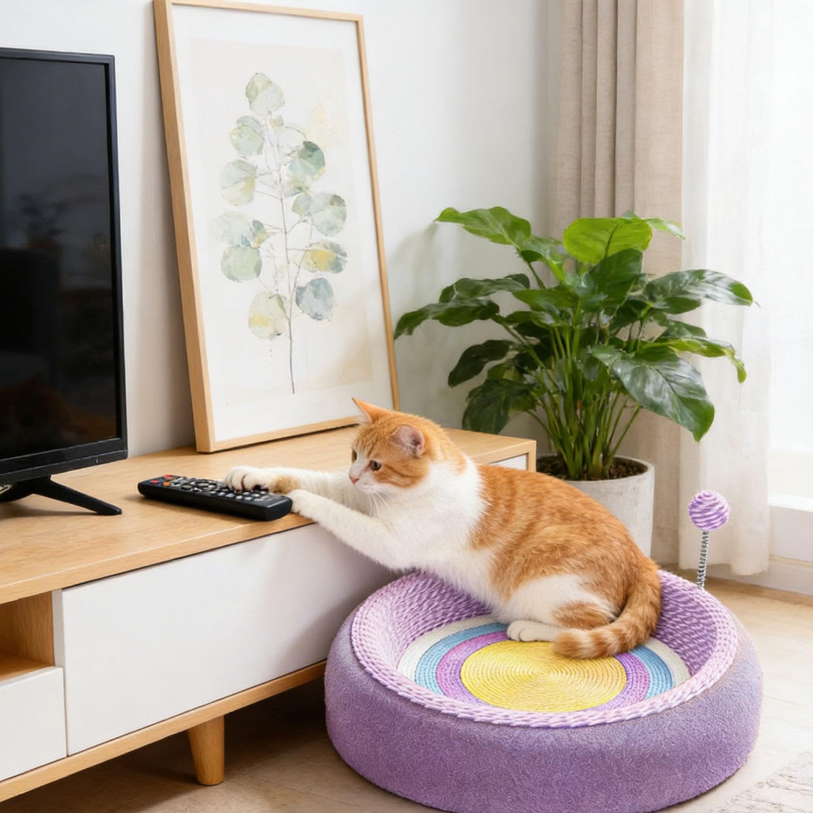 Panneau À Griffer pour Chat avec Lit Intégré,Rond