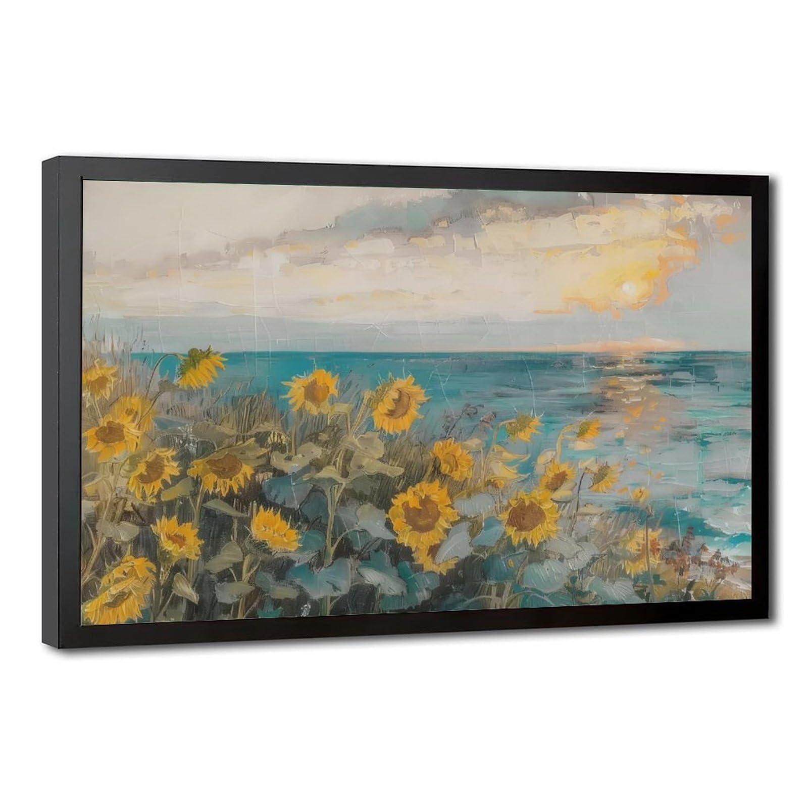 Bareronor Vintage Sunflower Field Canvas Poster for Office Decor Gift