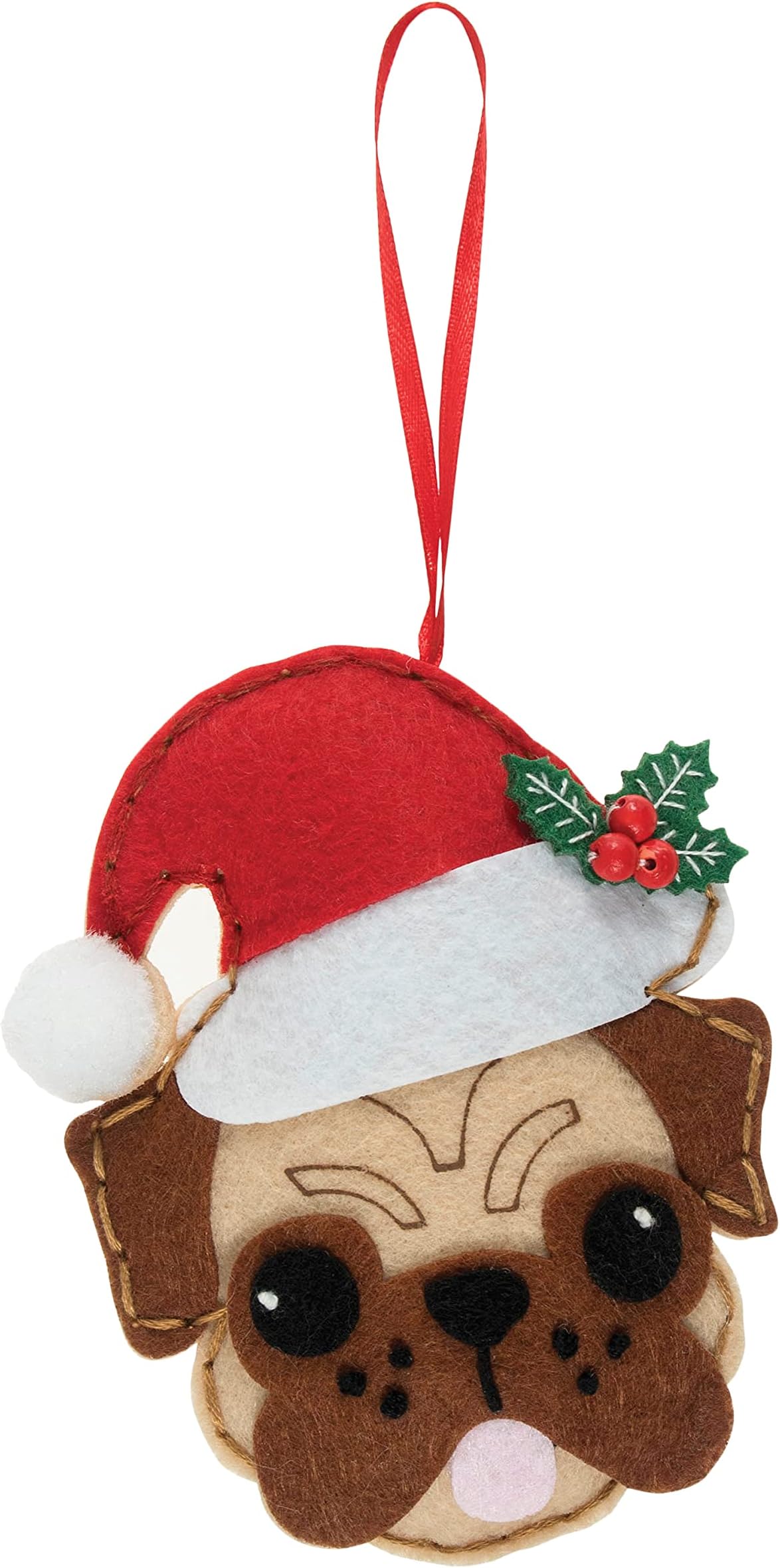 Trimits Christmas Felt Decoration Kits, 9 x 12cm, Festive Pug