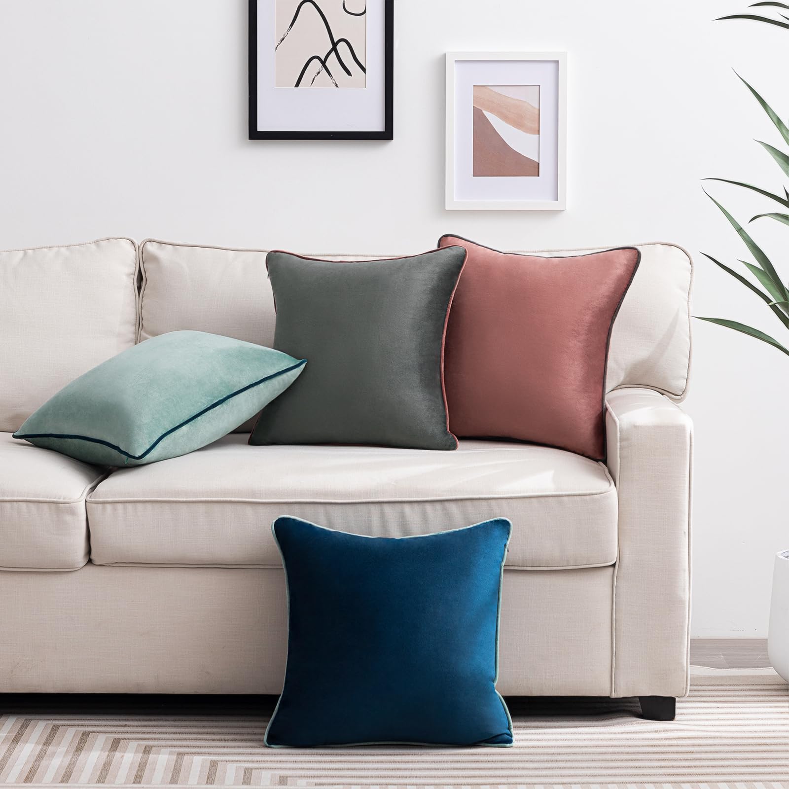 YSTELLAA Velluto Federe Cuscini Divano 45x45 2 Pezzi, Copricuscini - 7