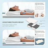 Vista 4 de ZAMAT Almohada cervical ajustable de espuma viscoelástica, almohadas de cuello inodoras para aliviar el dolor, almohadas ortopédicas para dormir