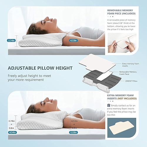 Miniatura 4 de ZAMAT Almohada cervical ajustable de espuma viscoelástica, almohadas de cuello inodoras para aliviar el dolor, almohadas ortopédicas para dormir