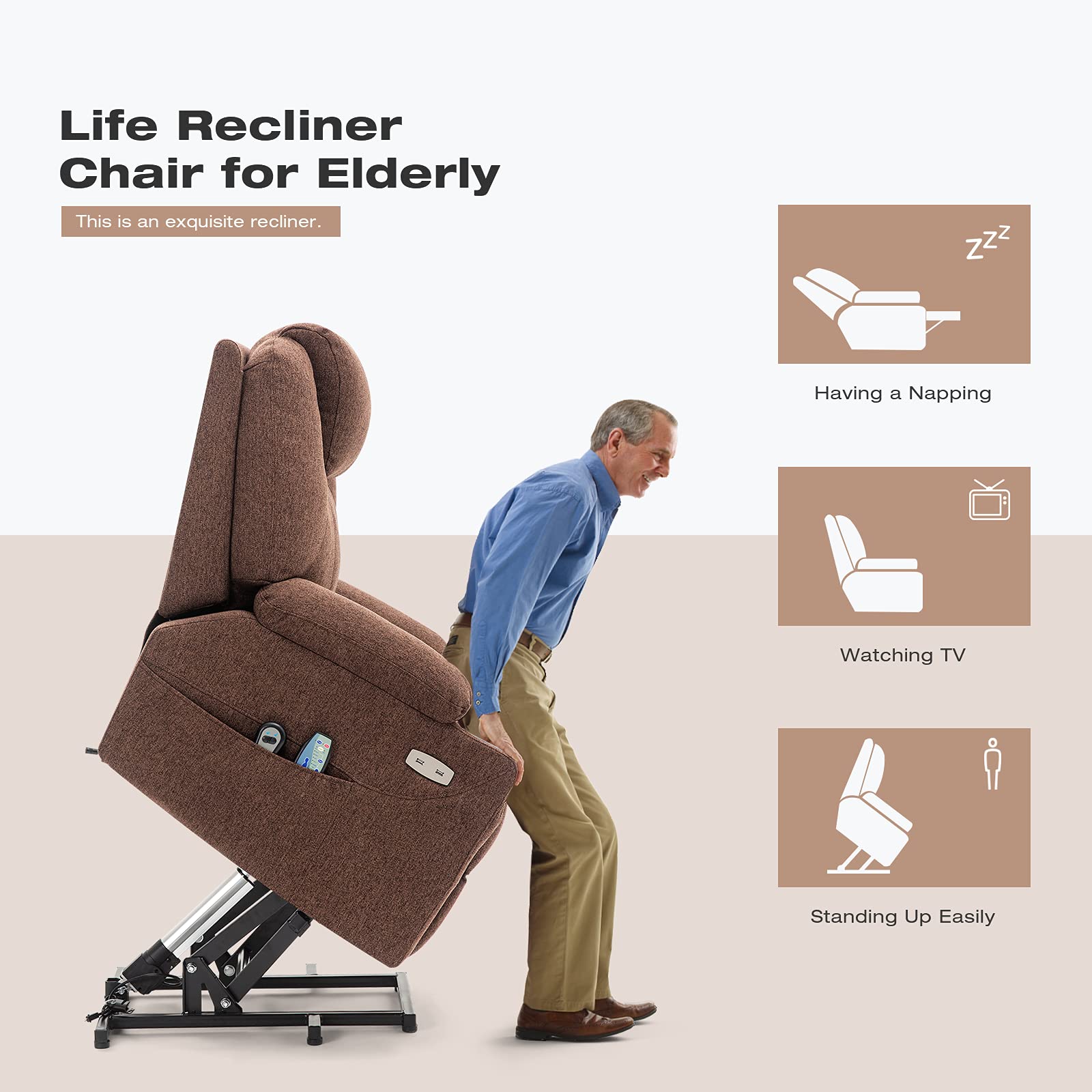 Esright Electric Power Lift Chair Recliner Sofa for Elderly with