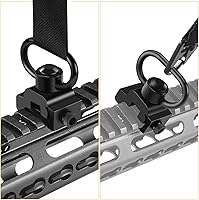 Vista 7 de Rotación de 360° Picatinny 2 puntos y tradicional cabestrillo giratorio Monturas Picatinny Rail Mount con botón de 1.25" QD Sling Swivels - Negro