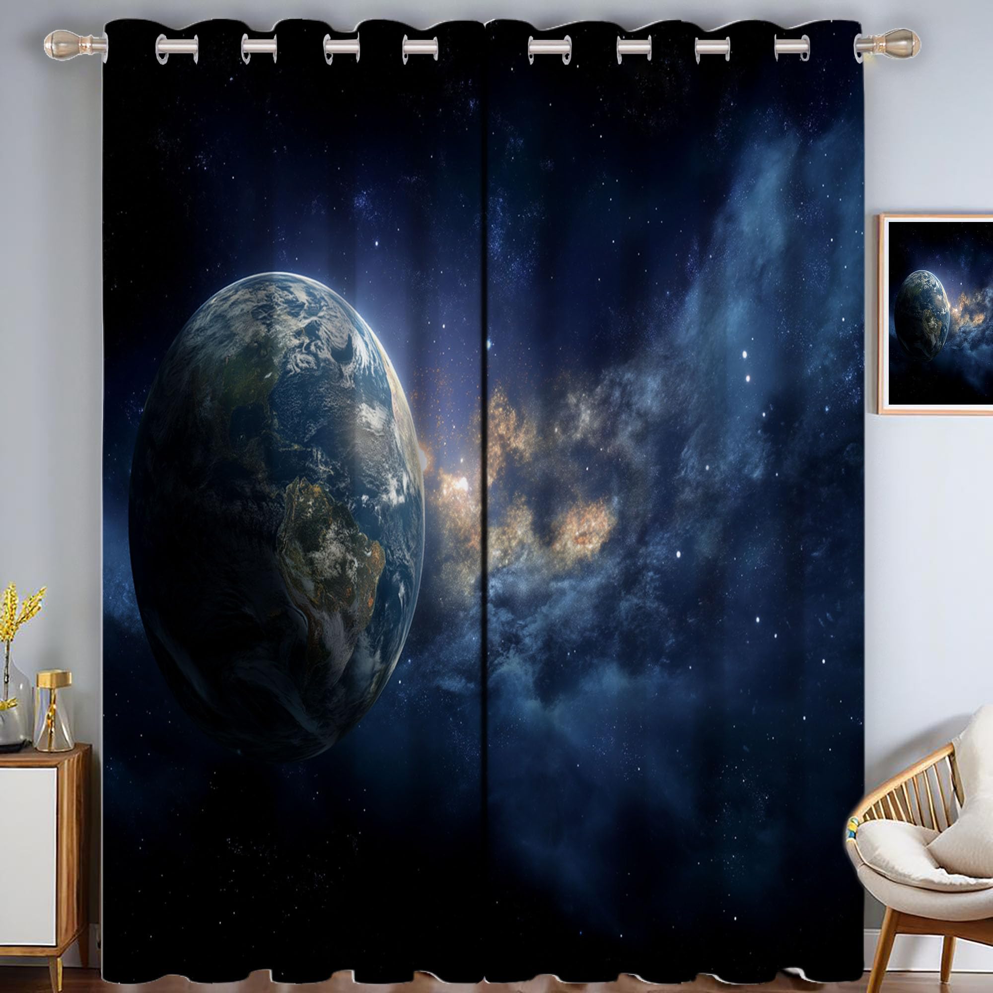 Rideaux Occultants Thermiques Chambre Salon Bleu Foncé Isolant Ciel