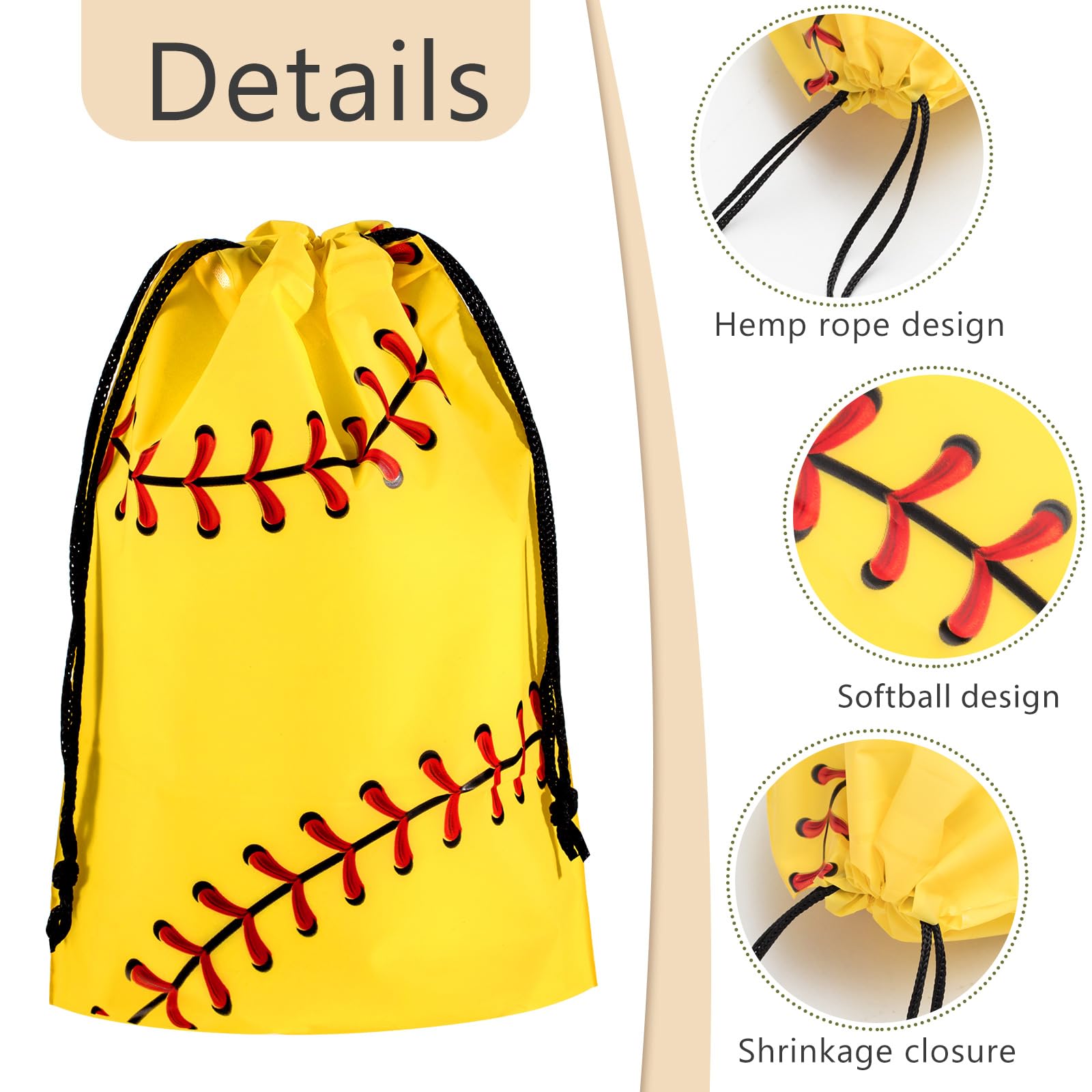 Silkfly 50 Pack Softball Snack Drawstring Bags Small Snack Plastic Goodie Gift Bags Party Favor for Sport Party Supplies, 6 x 8 Inch