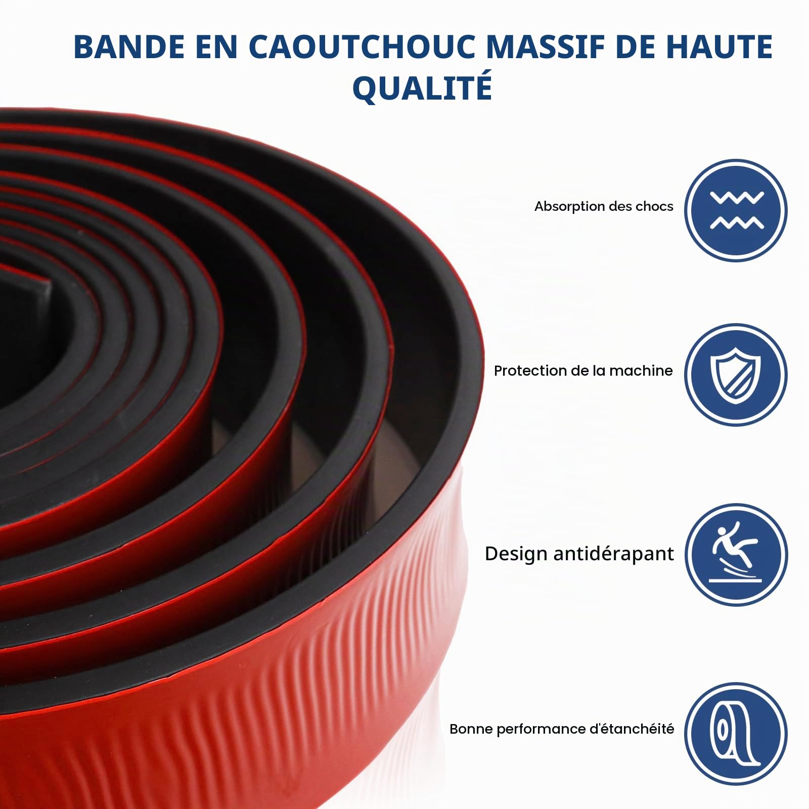 Bande de Caoutchouc adhesif Feuille de Caoutchouc néoprène, 80 mm x 5 mm x 3 m pour Joints Protection du revêtement de Sol, Bricolage, Protection des sols, antidérapant, Anti-Vibrations