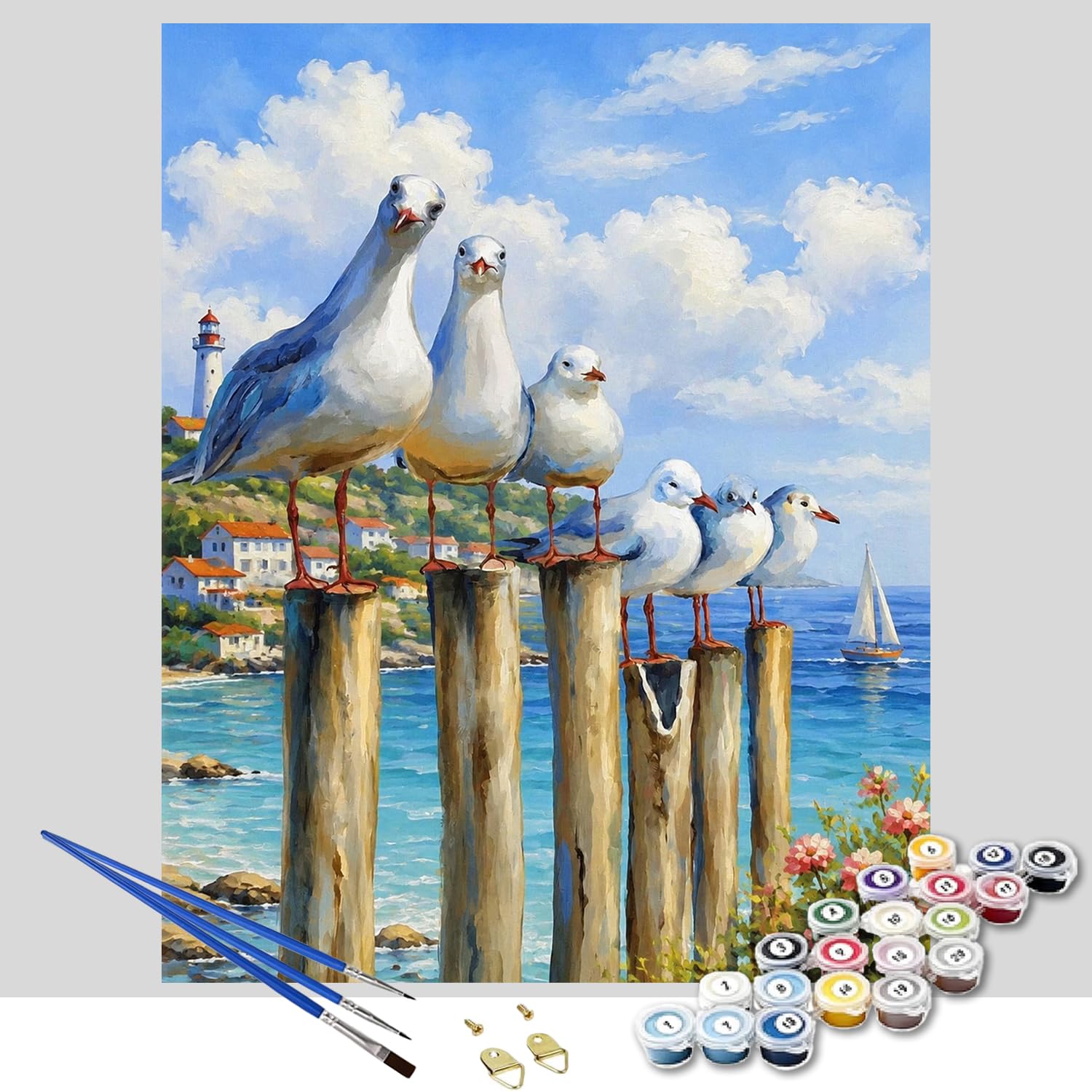 Foxonaut Paint by Numbers for Adults Beginner, Seagull Paint by Number