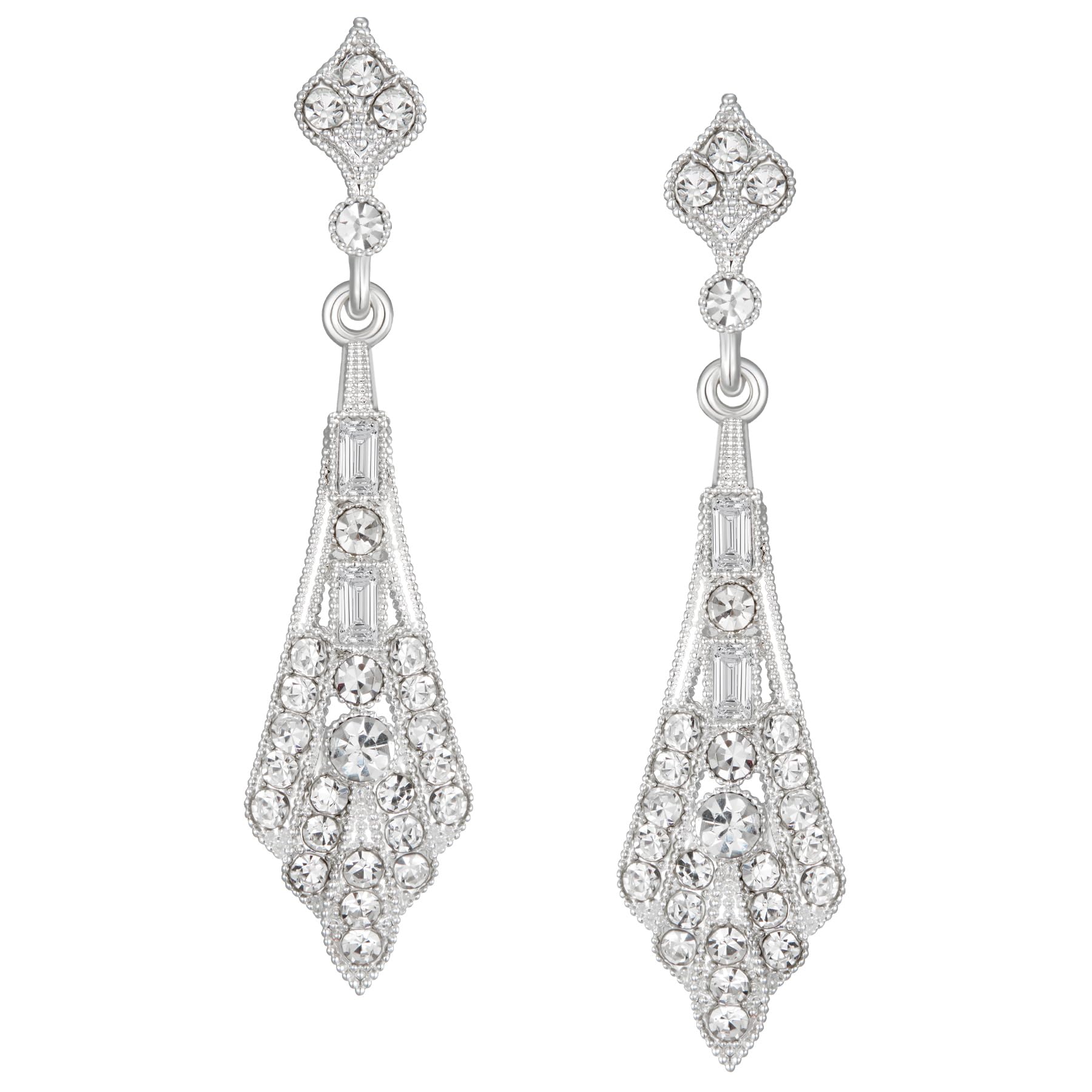 Sweetvvintage Wedding Bridal Earrings For Brides Crystal Art Deco