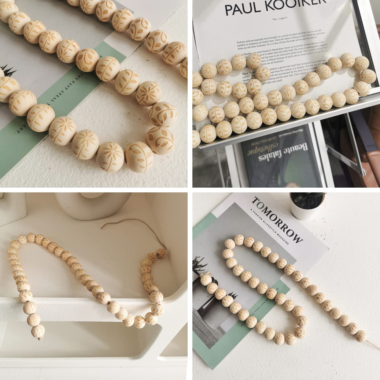 60 Stück 20 Mm Holzperlen Mit Juteschnur – DIY Schmuck & Deko