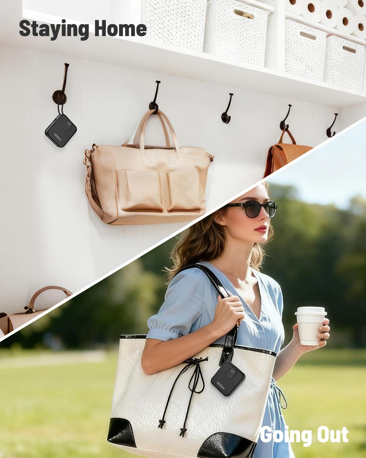 Cargador portátil pequeño con cables integrados, banco de energía de carga rápida de 22.5 W, mini batería USB-C de 10000 mAh, batería externa esencial de viaje para iPhone, Samsung, Android