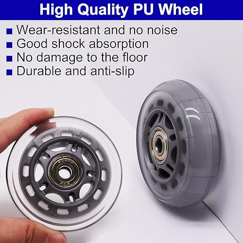 Miniatura 4 de Ruedas de patinaje en línea con rodamientos, ruedas de hoja de rodillo de 3 pulgadas, rueda transparente de 2.992 in para exteriores e interiores,