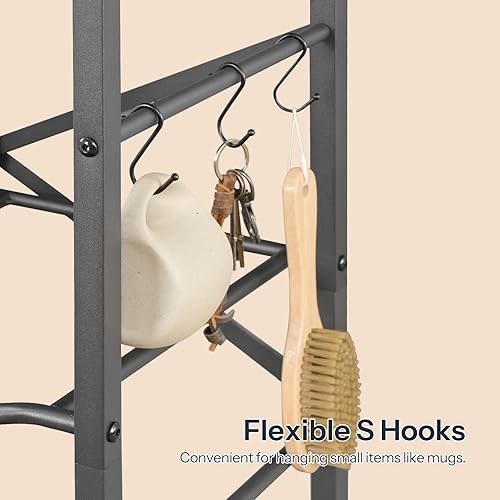 Miniatura 5 de HOOBRO Soporte para jarra de agua de 5 galones, 6 botellas, estante para jarra de agua, soporte para botellas de agua de 3 niveles con refuerzo en