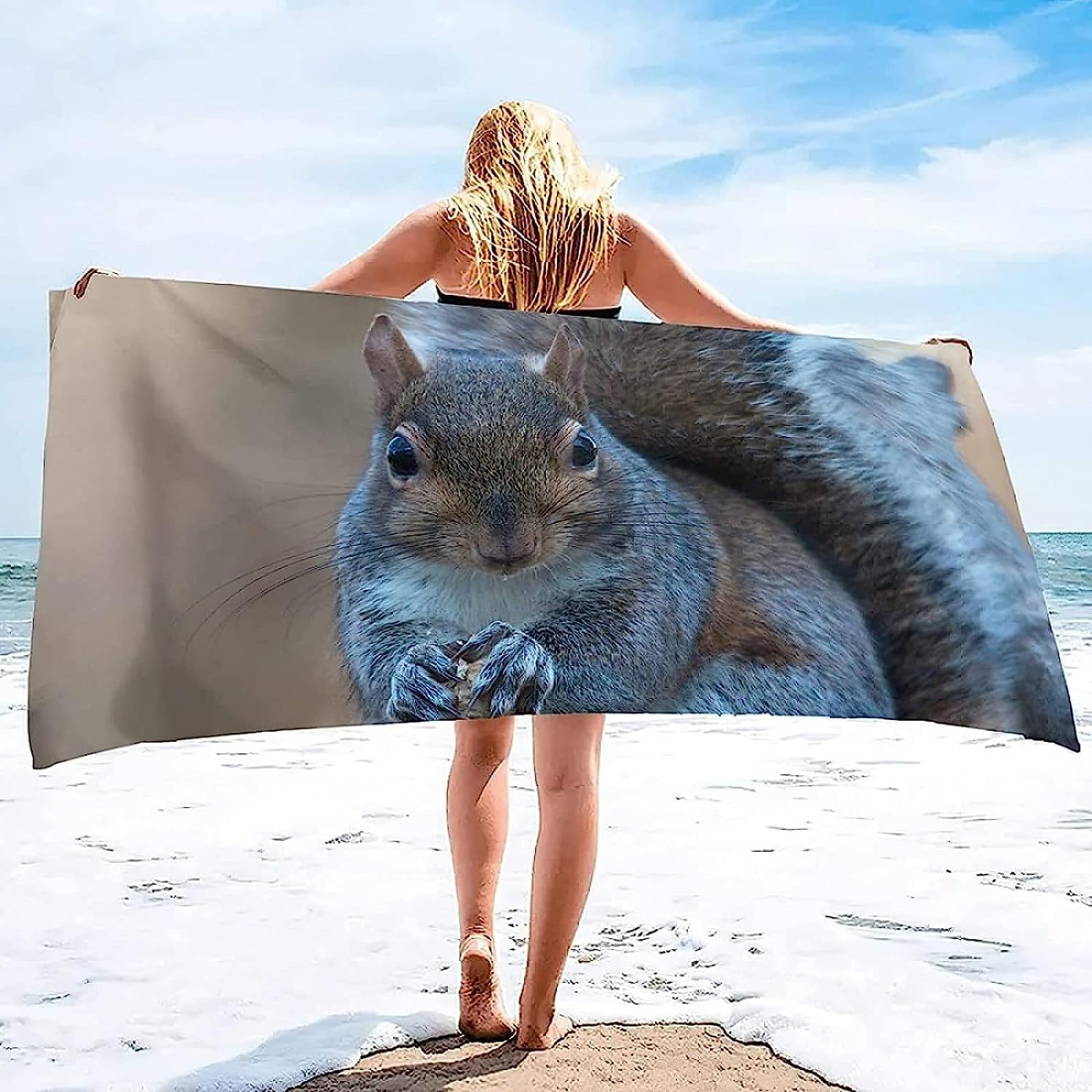 Scoiattolo Telo Mare Grande 150x200, Microfibra Asciugamano da Spiaggia, 3D Teli Mare Scoiattolo, Asciugatura Rapida Antisabbia Adulti Bambini Teli Mare per Nuoto Campeggio Viaggio