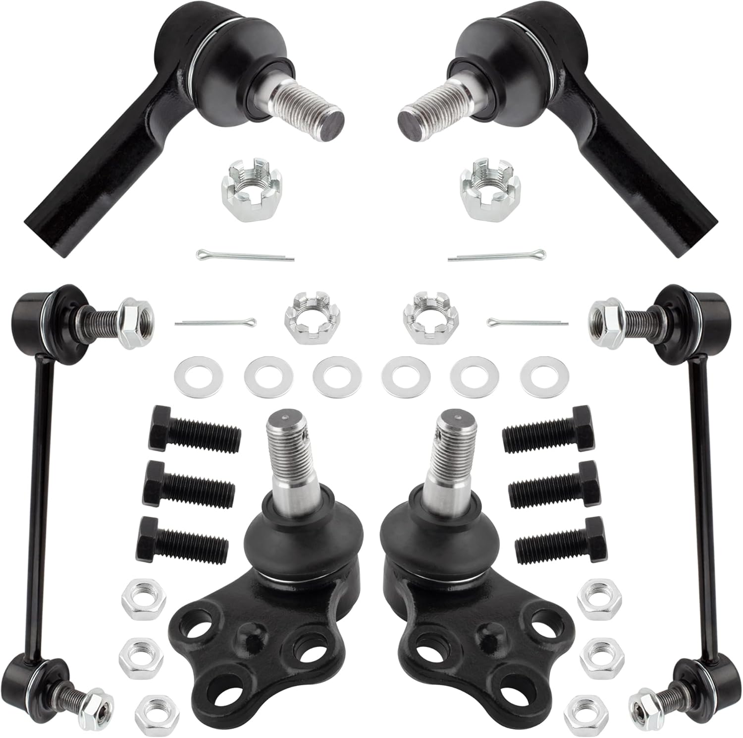 BOXI (Set of 6) Front Lower Ball Joints Outer Tie Rod Ends Sway Bar End Links Kit Fit for Nissan Pathfinder 1996-2004 for Infiniti QX4 1997 1998 1999 2000 2001 2002 2003 | Replace K90662 K90659 ES3466