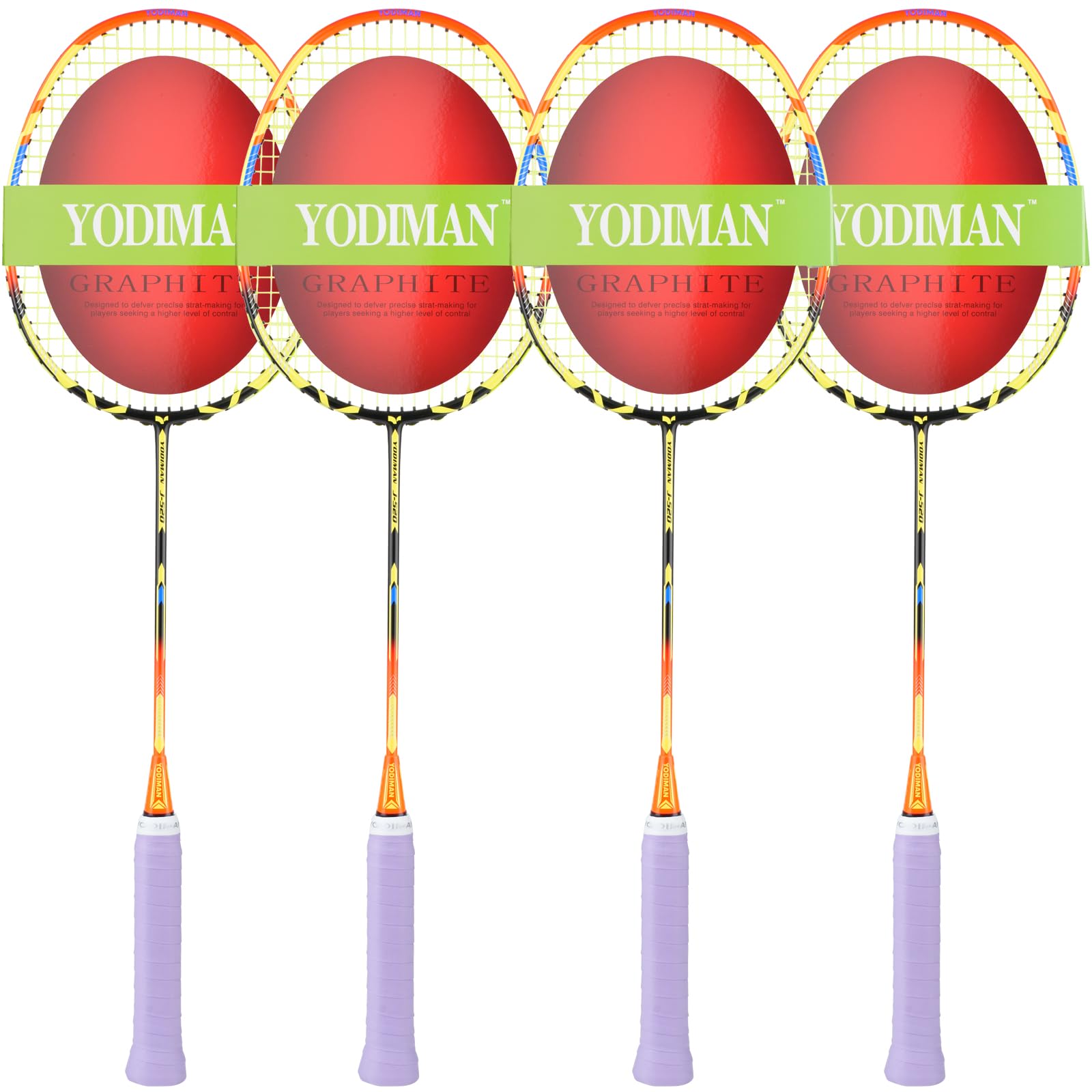 Set di 4 racchette da badminton in grafite ultra leggere, con 2 tasche per il trasporto, 70-74 g, manico e telaio precaricato, ideali per famiglia, allenamento e attività all'aperto