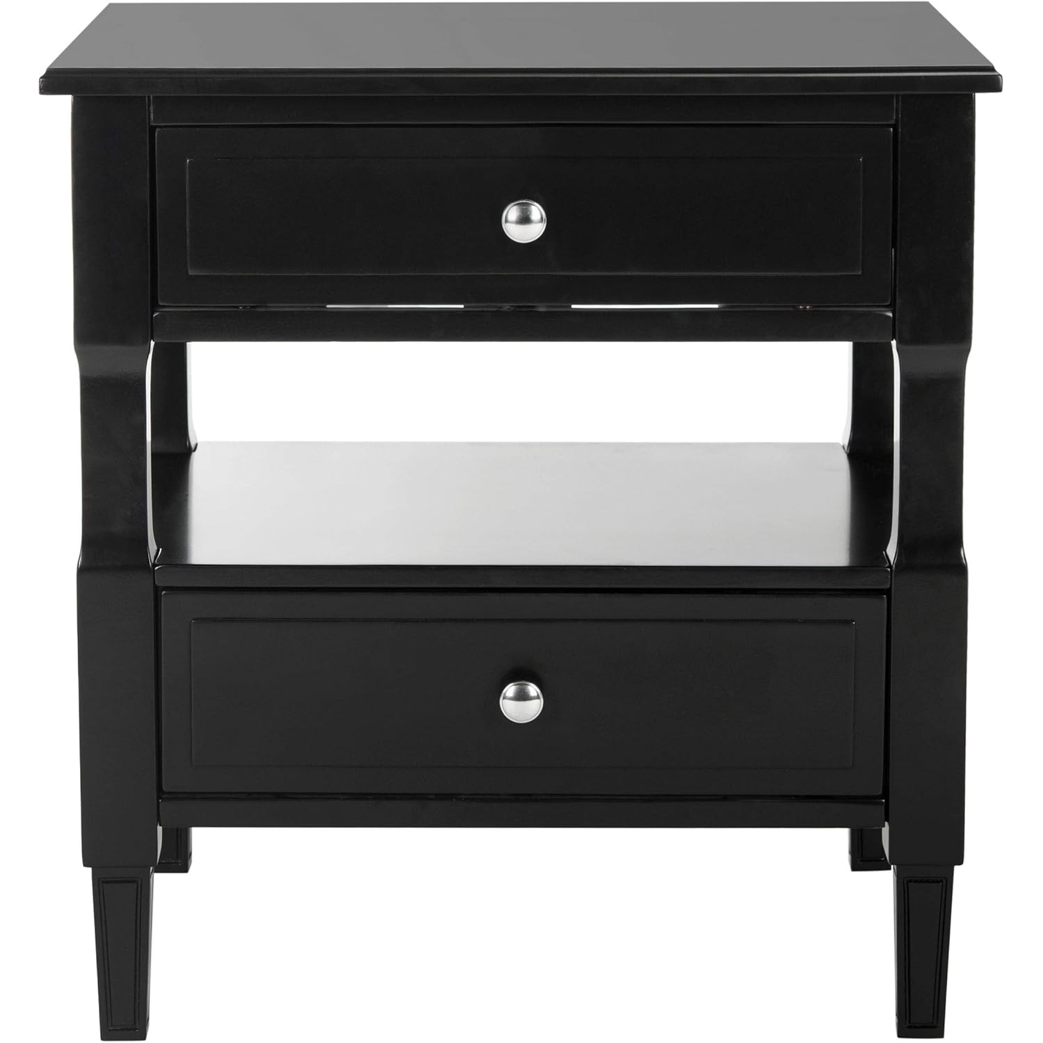 Two Drawer Black/Night Stand Modern Contemporary