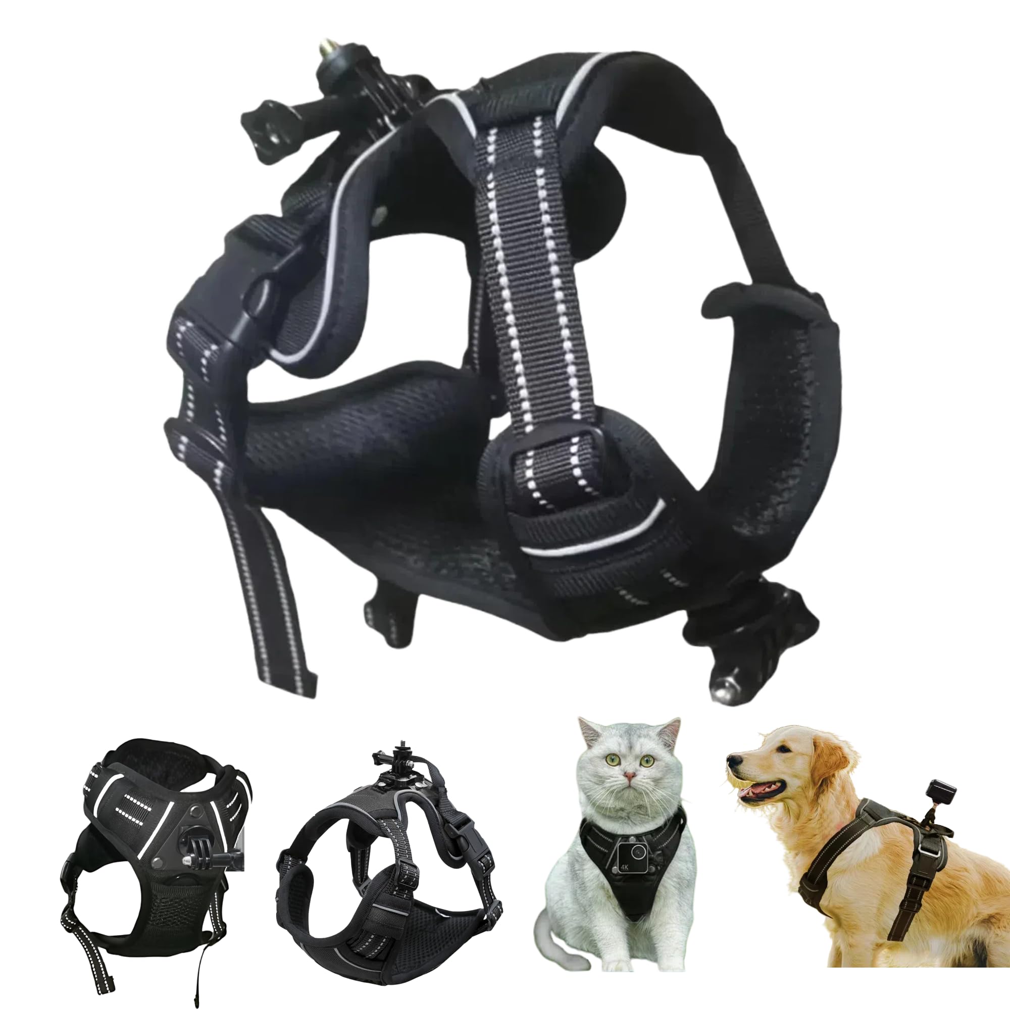 Dog Harness for Gopro, Adjustable Dog Harness Mount for Gopro 13 12 11 10 9 8 7 Insta360 X5 X4 X3 Go3s DJI Osmo Action 5pro 4 3 2 1,with Adapter (Small, for Camera on The Back+Chest)