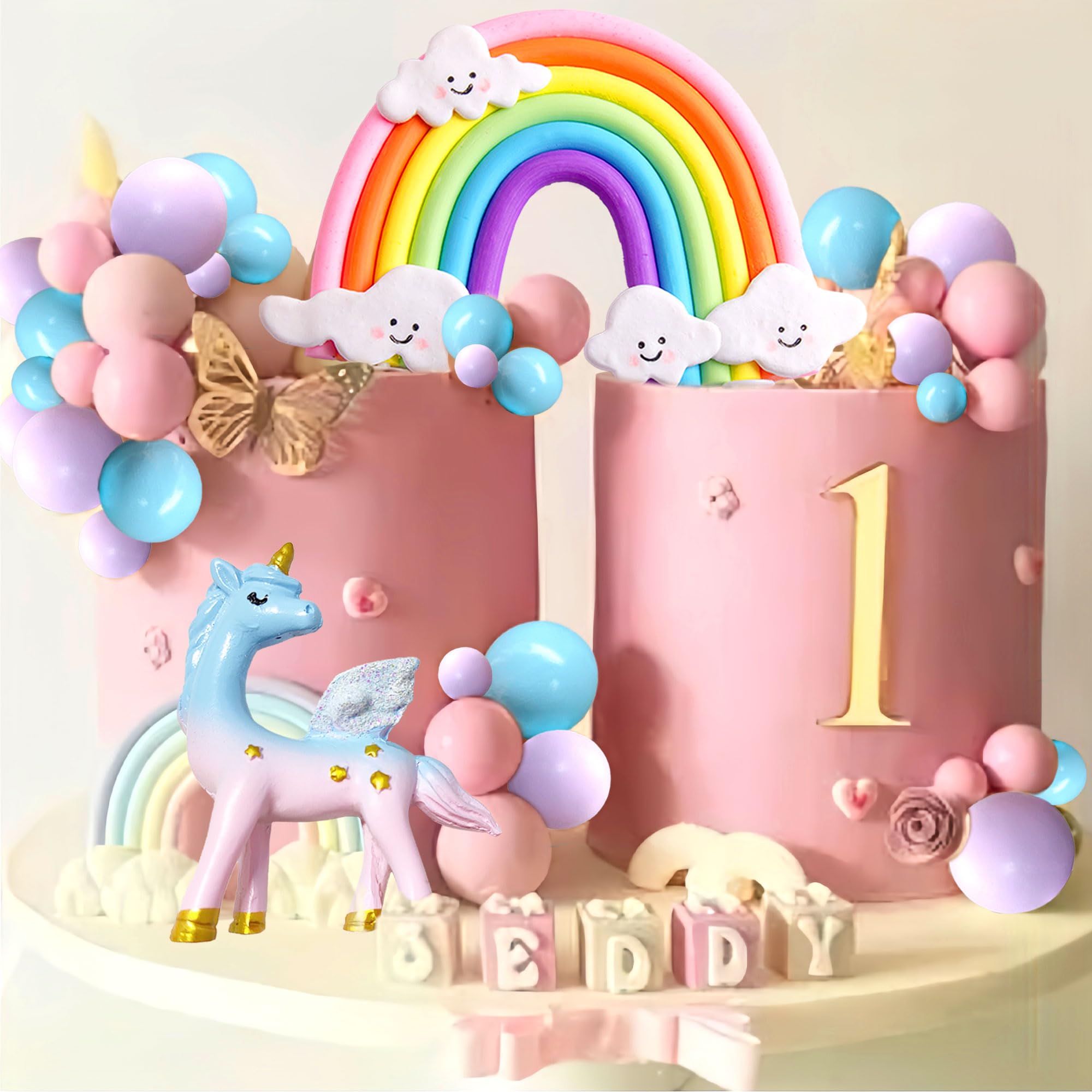 Decorazione Unicorno per Torta di Compleanno - Topper Arcobaleno Pony per Feste e Bomboniere per Ragazza