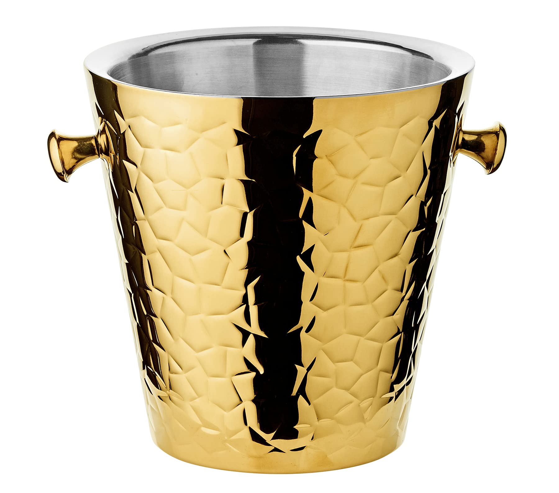 EDZARD Weinkühler Capri mit Ständer (H 83 cm, Ø 22 cm), Edelstahl doppelwandig, gemustert, mit Griffen, für 1 Flasche – Sektkühler, Flaschenkühler stehend, Champagnerkühler, Getränkekühler, Barzubehör