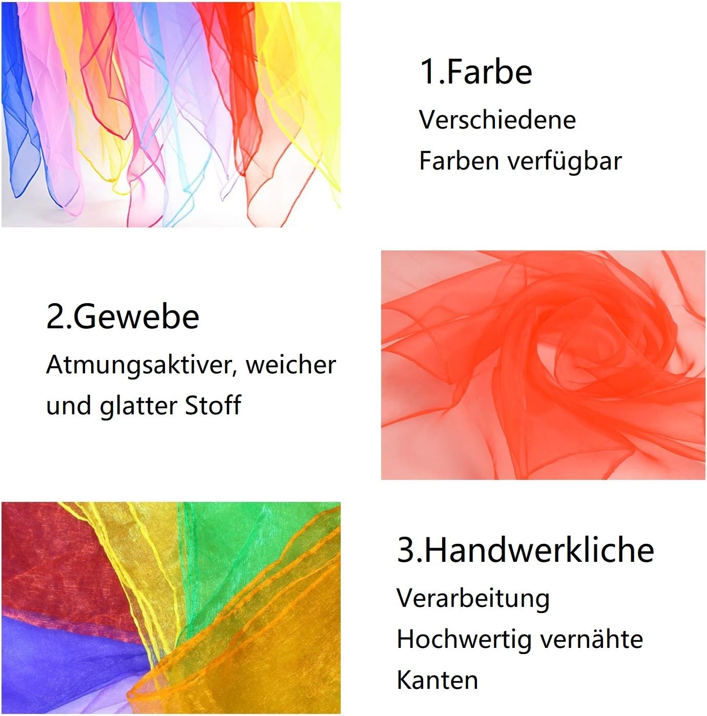 Zestaw ręczników żonglerki kwadratowych, 12 kolorów, 60x60 cm, chusty do tańca, przedszkola, imprez, dekoracyjne