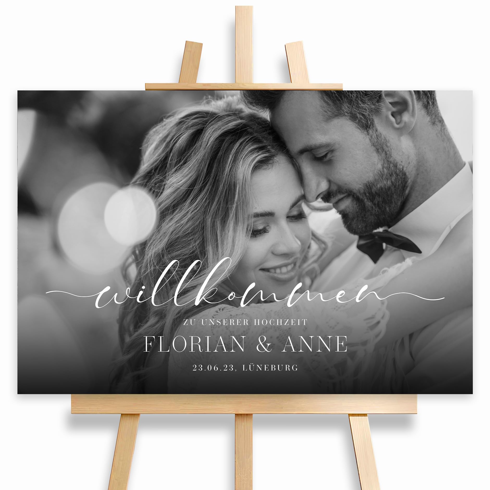 HEI Print Placa de bienvenida de boda con foto y nombre, decoración personalizada para boda, cartel de bienvenida con imagen, 60 x 40 cm (placa de espuma dura)