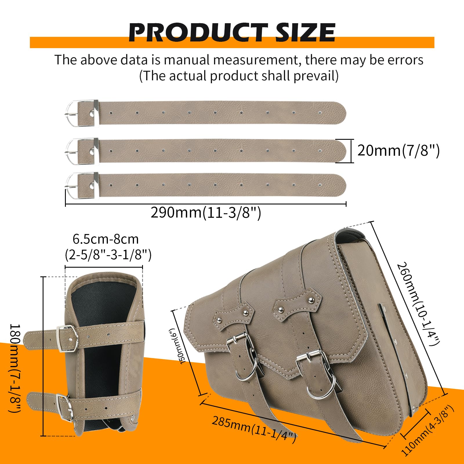 DREAMIZER Sacoche de Selle Moto Universel Cuir PU avec Poche pour Bouteille d'eau Accessoires de Moto Étanches Compatible avec Harley Honda Kawasaki Suzuki Yamaha
