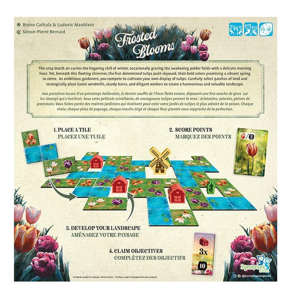 Zestaw Frosted Blooms wersja francuska gra planszowa z otwieraczem do butelek Blumie - dla 2 do 4 graczy - od 8 lat - gra strategiczna i umieszczanie płytek