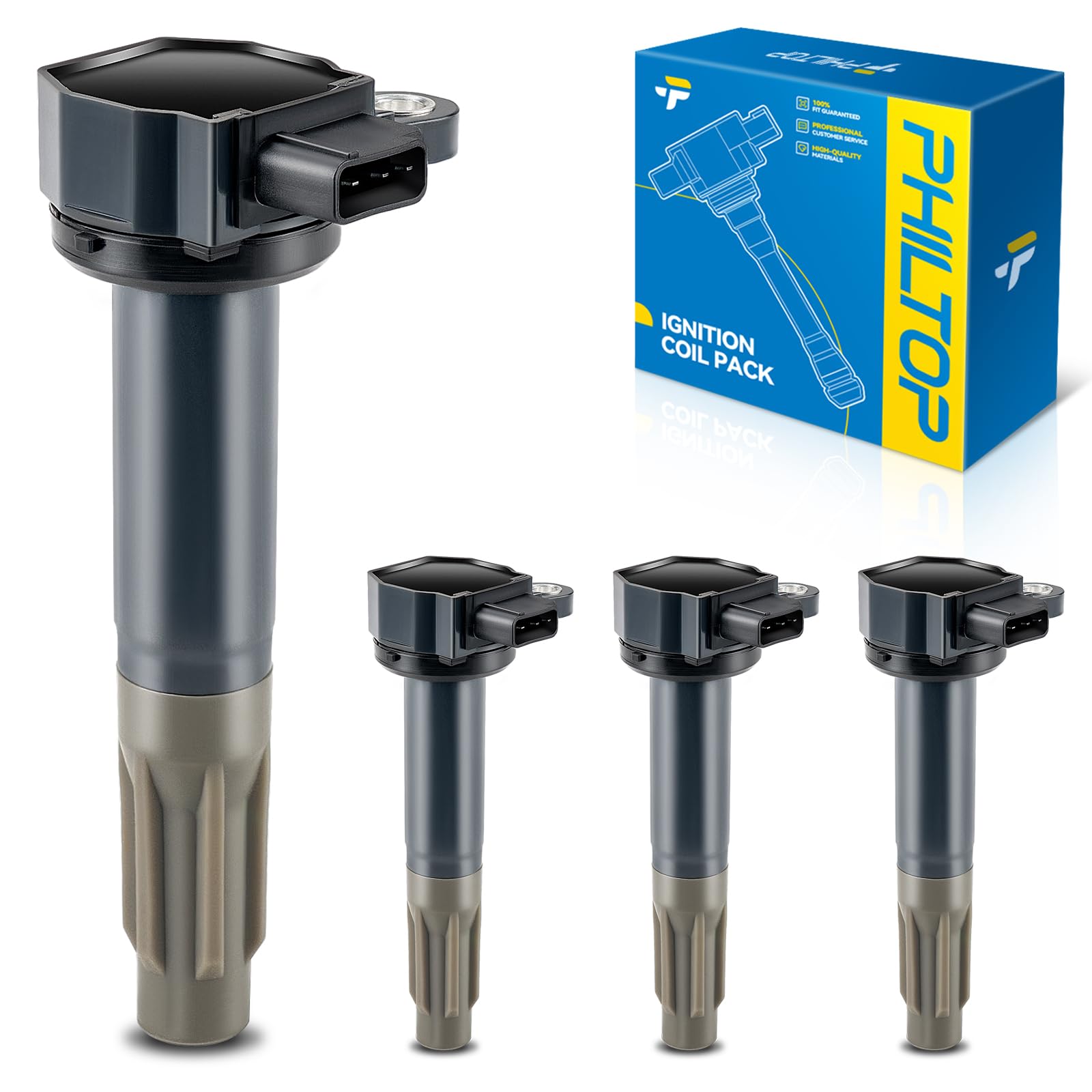 PHILTOP 4-Pack Ignition Coil UF668 Fit for Subaru Outback Legacy | Subaru Outback 2010-2012 2.5L, Legacy 2010-2012 2.5L