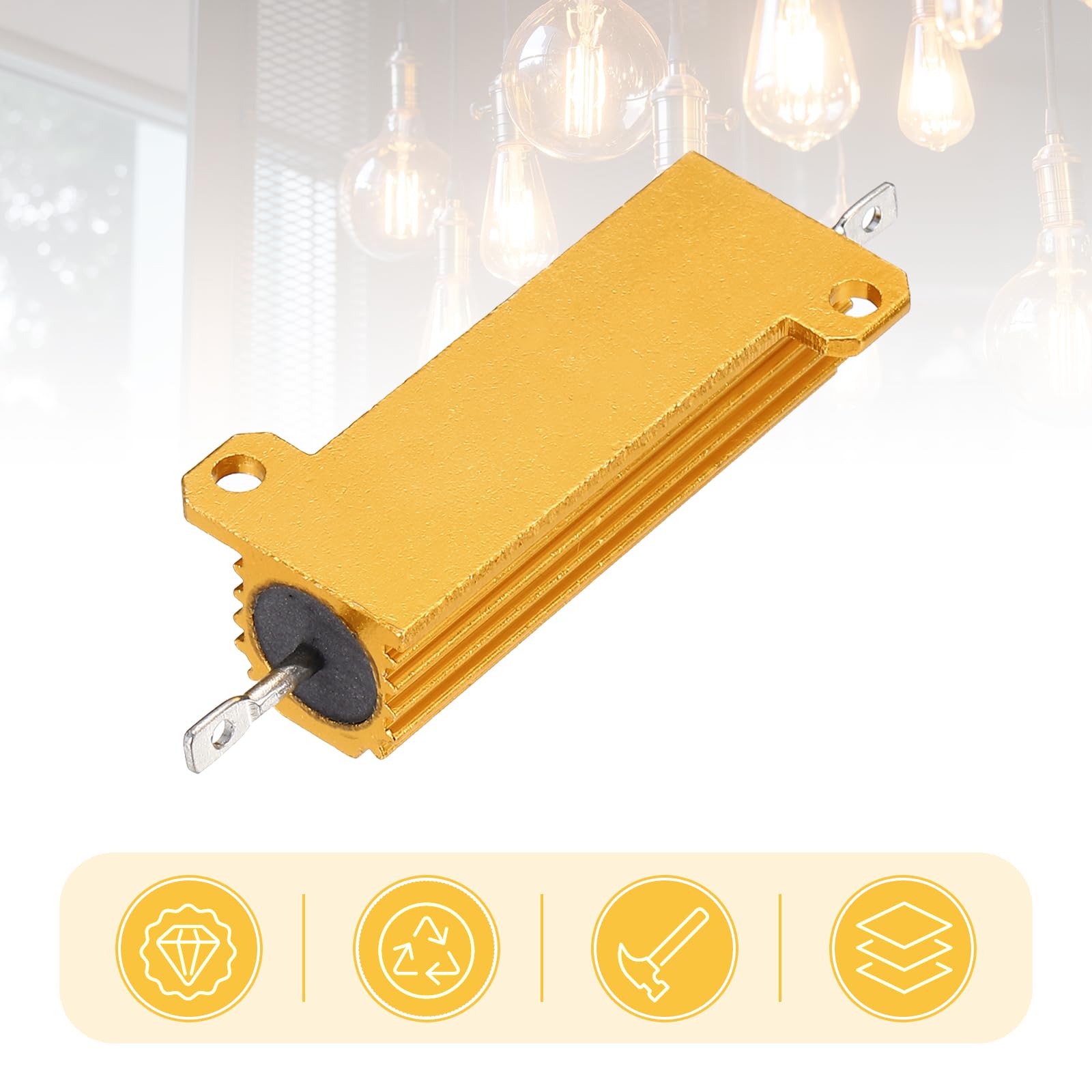 QUARKZMAN 5 Stück 50W 50 Ohm 5% Aluminiumgehäuse Widerstand, Drahtgewickelte Widerstände Schraubentyp Chassis Montiert, Gold
