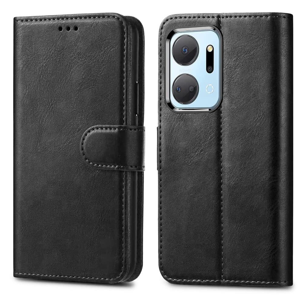 GAPlus PU Leather Flip Cover Wallet Case For Honor X7a Card Holder Magnetic Kickstand Black
