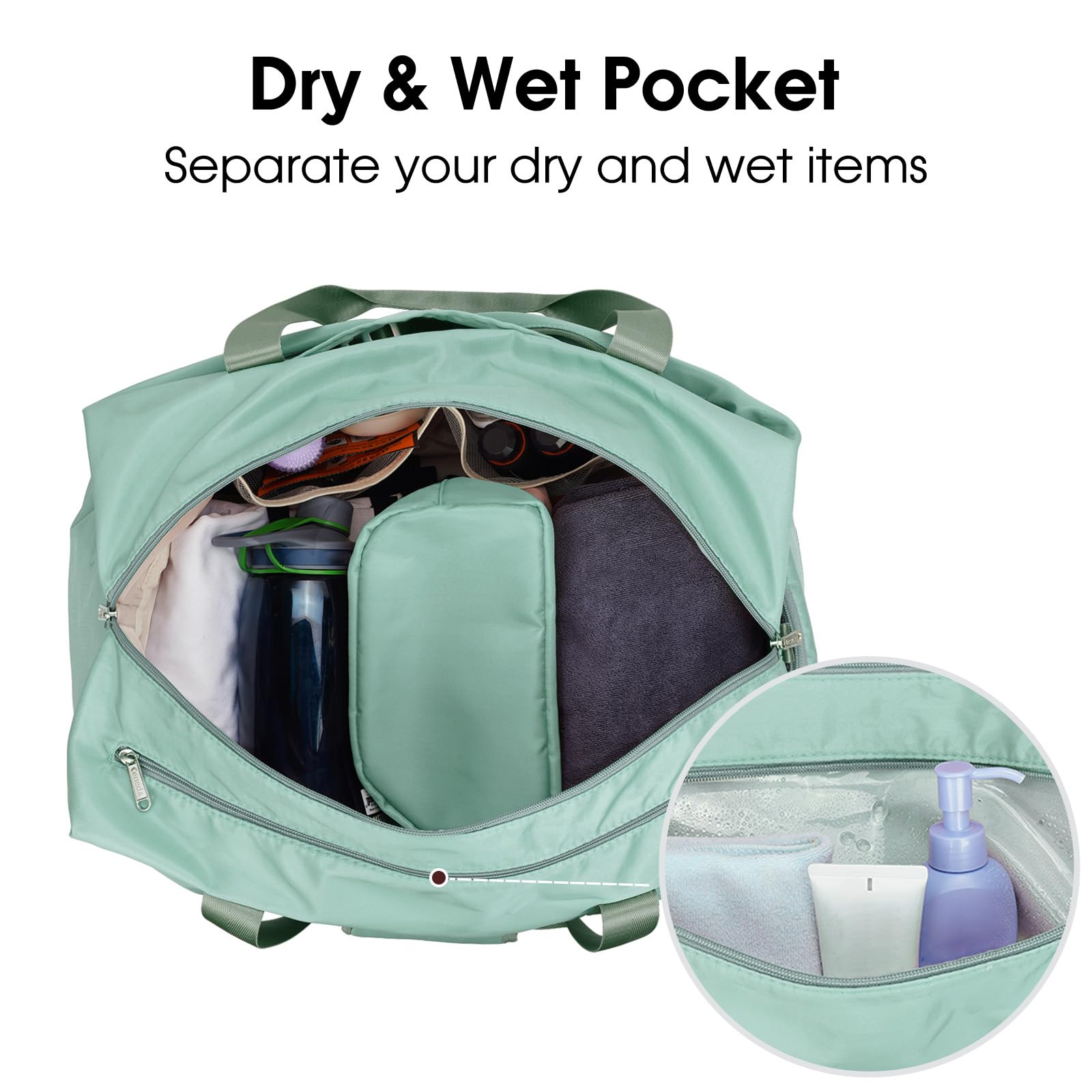 Ceneda Large Gym Bag with Toiletry Bag, Water Resistant Sport Duffel Bag with Shoes Compartment & Wet Pocket - Image 3