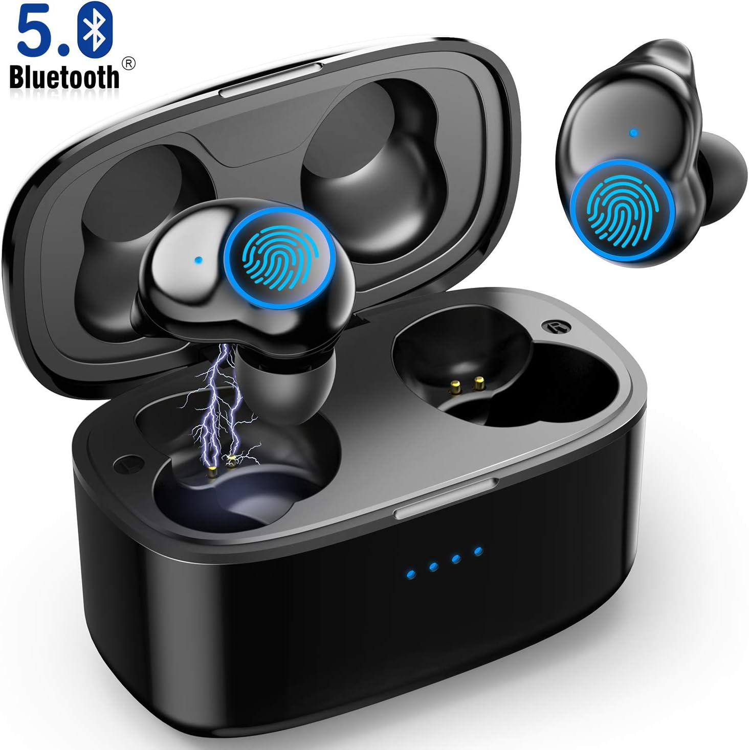 Wireless Bluetooth Headphones New upgrade 5.0 True Wireless Bluetooth Earphones with mic 20H Playtime Deep Bass Stereo Sound 15-20m Bluetooth Range V5.0 Earbuds With Mic Portable Charging Case