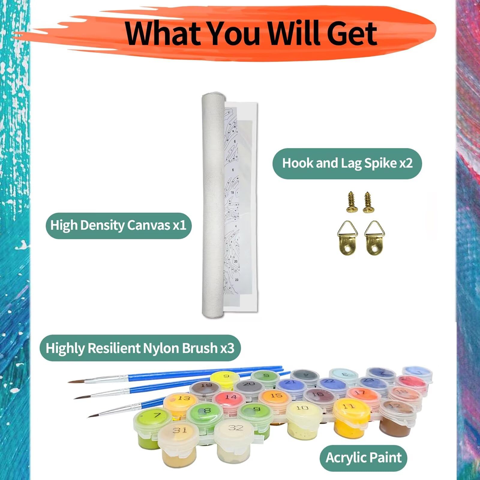Malowanie po numerach dla dorosłych Kawa, jedzenie Paint by Numbers Kit, DIY Malowanie po numerach za pomocą pędzli i farby akrylowej, hobby dla dorosłych, prezenty dla dziewcząt, dekoracja domu, 90 x