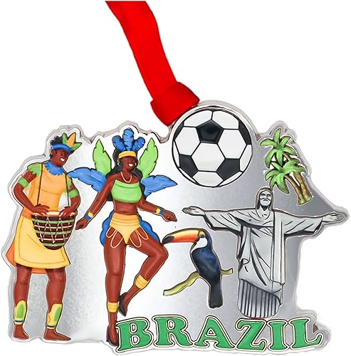 Miniatura 10 de Adorno para árbol de Navidad de Colombia, regalo colombiano, regalo para amantes de Colombia, adorno de metal con símbolos 3D en relieve,