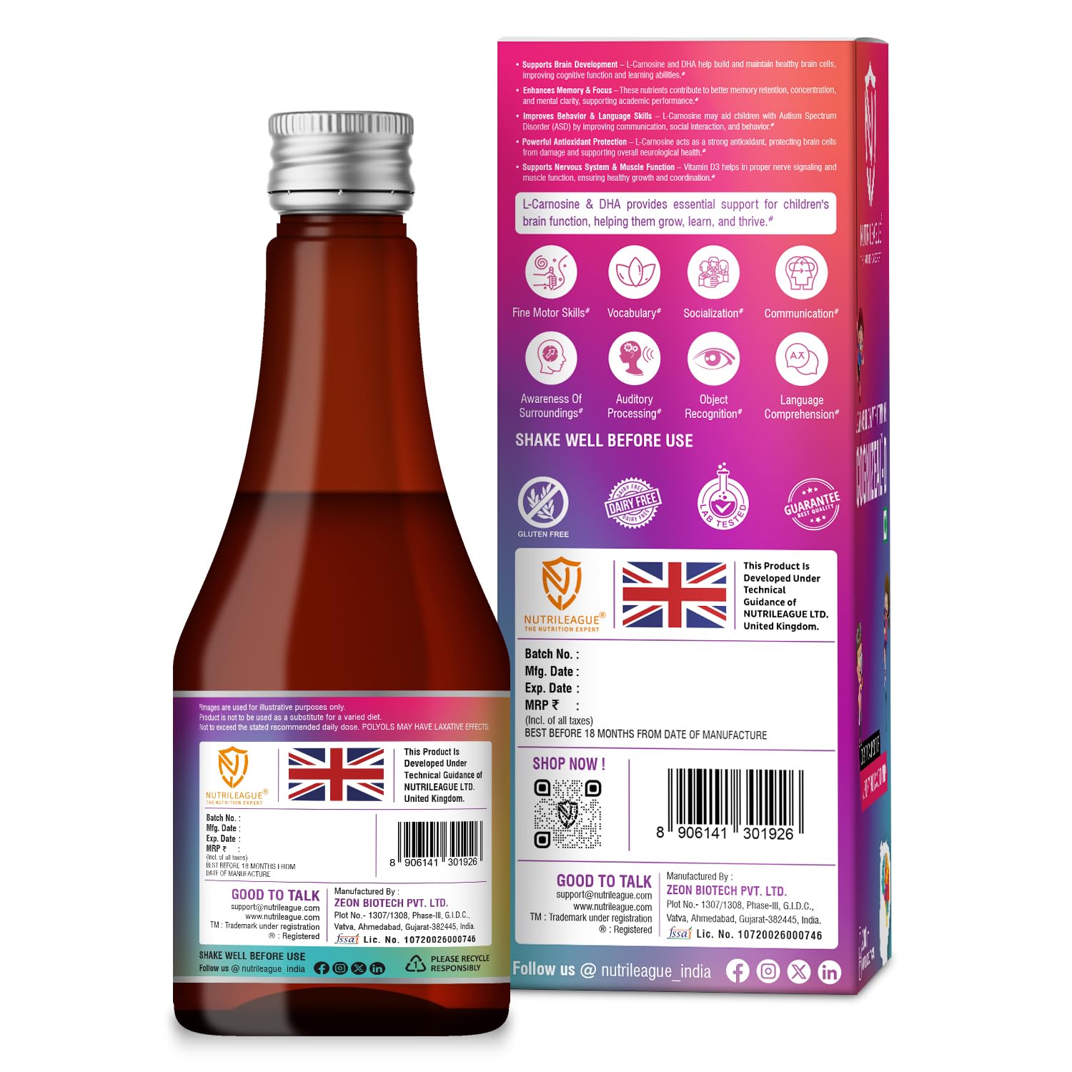 Cognizeal-D 200 Ml | L-carnosine + DHA Syrup | Cognitive Support in children with autism | Supports brain health | Behavioral Improvement in Autism (Pack Of 1) — Amazon image 2
