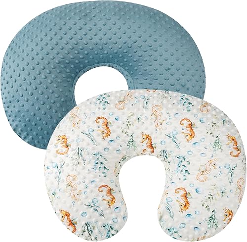 Dot - Juego de 2 fundas de almohada de lactancia, ultra suaves, compatibles con almohada Boppy, almohada estándar para bebé, niño, niña, azul,
