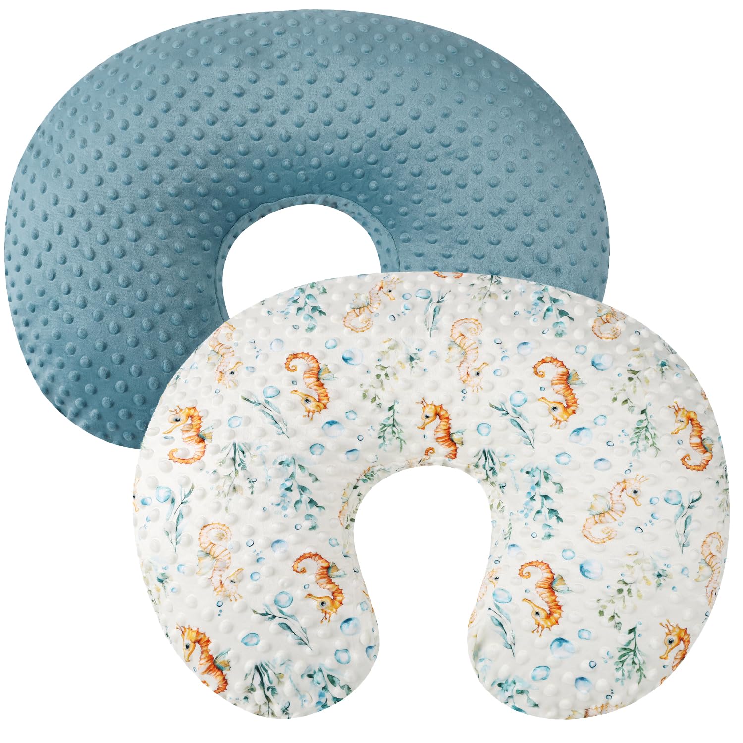 Dot Nursing Pillow Cover Set 2 Pack Nursing Pillow Slipcovers, Ultra Soft Compatible with Boppy Pillow,Standard Pillow for Baby Boy Girl Blue, Seahorse