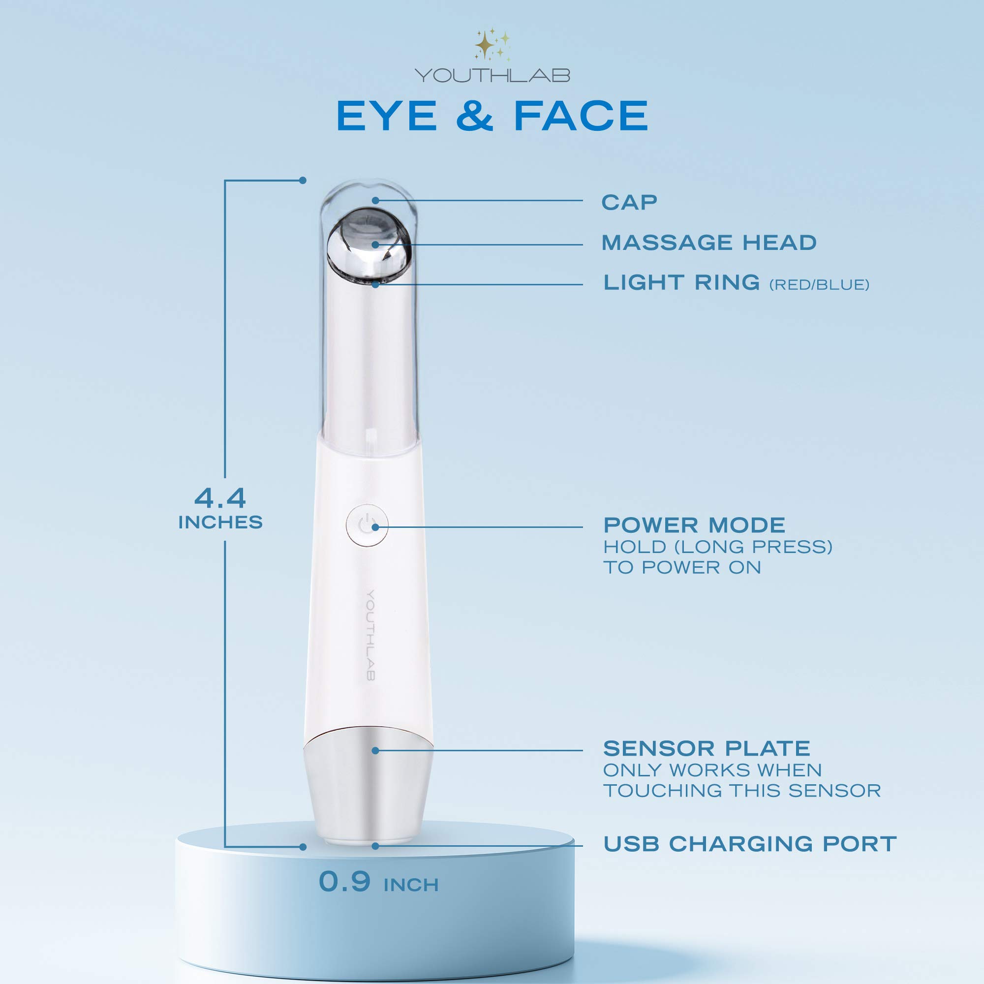 White Heated Eye and Face Wand with Vibration and LED