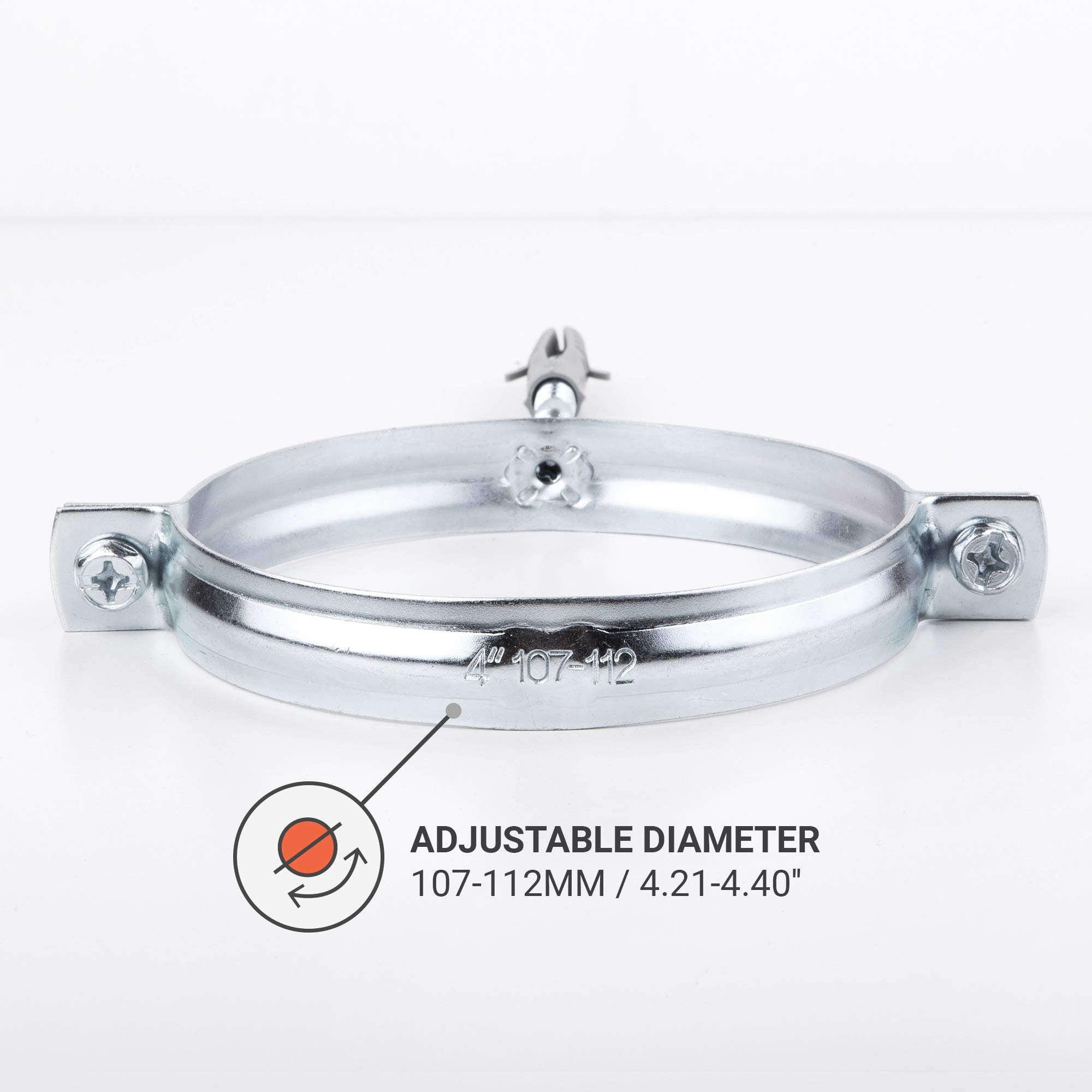 SKIR'CO Paquete de 4 soportes de tubería para tubos de 107-112 mm de diámetro, abrazaderas, soportes de tubería para montaje en pared y techo (4 piezas)