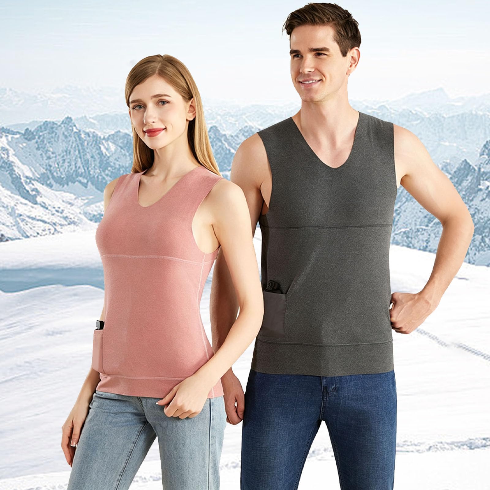 Gilet Riscaldato Unisex Canotte Termiche Canottiere Senza Maniche in Pile Maglia Strato Base Biancheria Intima Elettrica Riscaldata