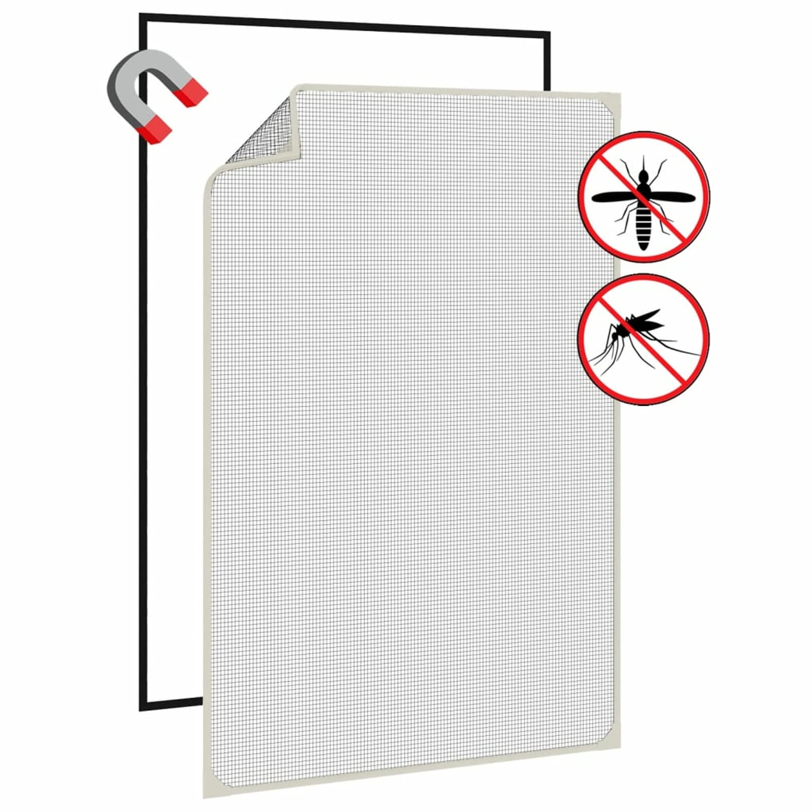 LAPOOH Magnet-Insektenschutz für Fenster, Fliegengitter Fenster, Fliegenschutz Fenster, Pollenschutzgitter Fenster, Insektengitter Fenster, Insektennetz, Fensternetz, Weiß 80x120 cm