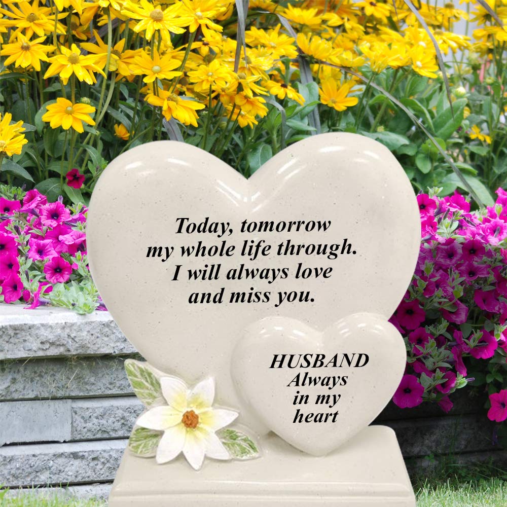 Angraves Husband Double Heart Flower Graveside Memorial Plaque - View #9