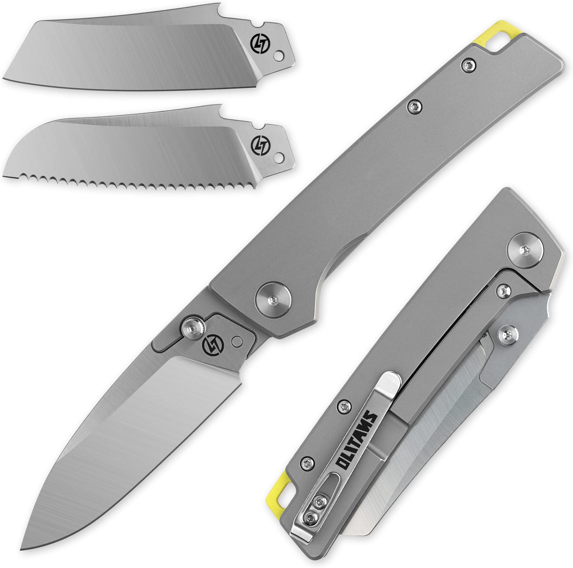 T024 Folding Knife for EDC, Replaceable blades Pocket knife, TC4 Titanium Alloy Handle, for Outdoor, Survival, Hunting and Camping, 4.4oz