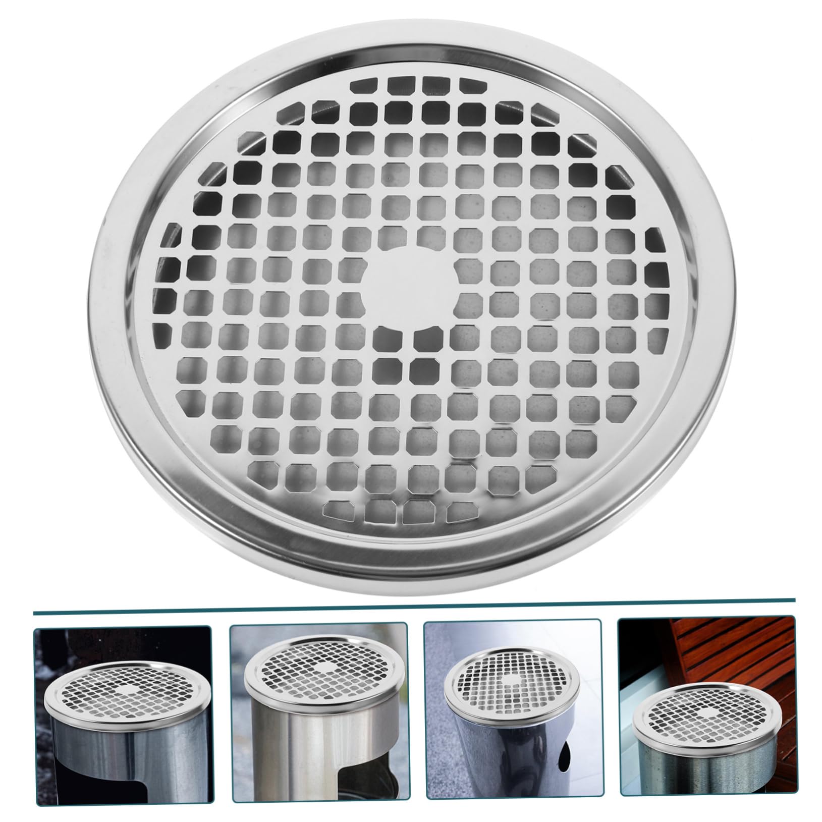 Alipis Portacenere da Esterno in Acciaio Inox Argento Coperchio Raffinato e Pratico, per Hotel e Vari Ambienti, Previene Odori Sgradevoli e Spegne Fumo
