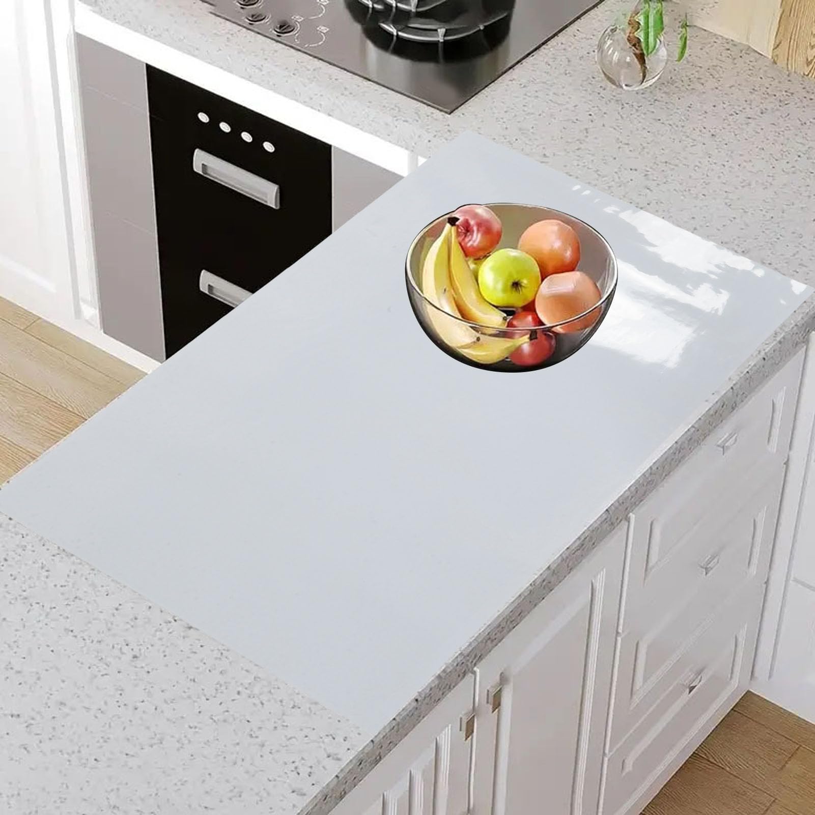 Tappetino da Banco in Silicone da 36 Pollici Resistente Al Calore e Antiscivolo per la Protezione della, Design Elegante con Facile Pulizia per il Piano di Lavoro (GRAY)