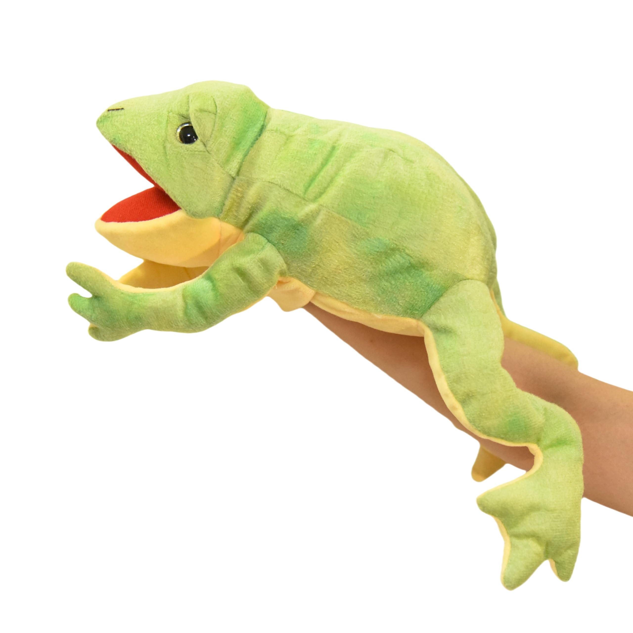 Lilizzhoumax Simulation Frog Hand Puppet Plush Toy Stuffed Animal handpuppet Fluffy Frog Cute Role-Playing Child Interactive Early Education Toys Home Decoration Animal Toys Gift for Kids
