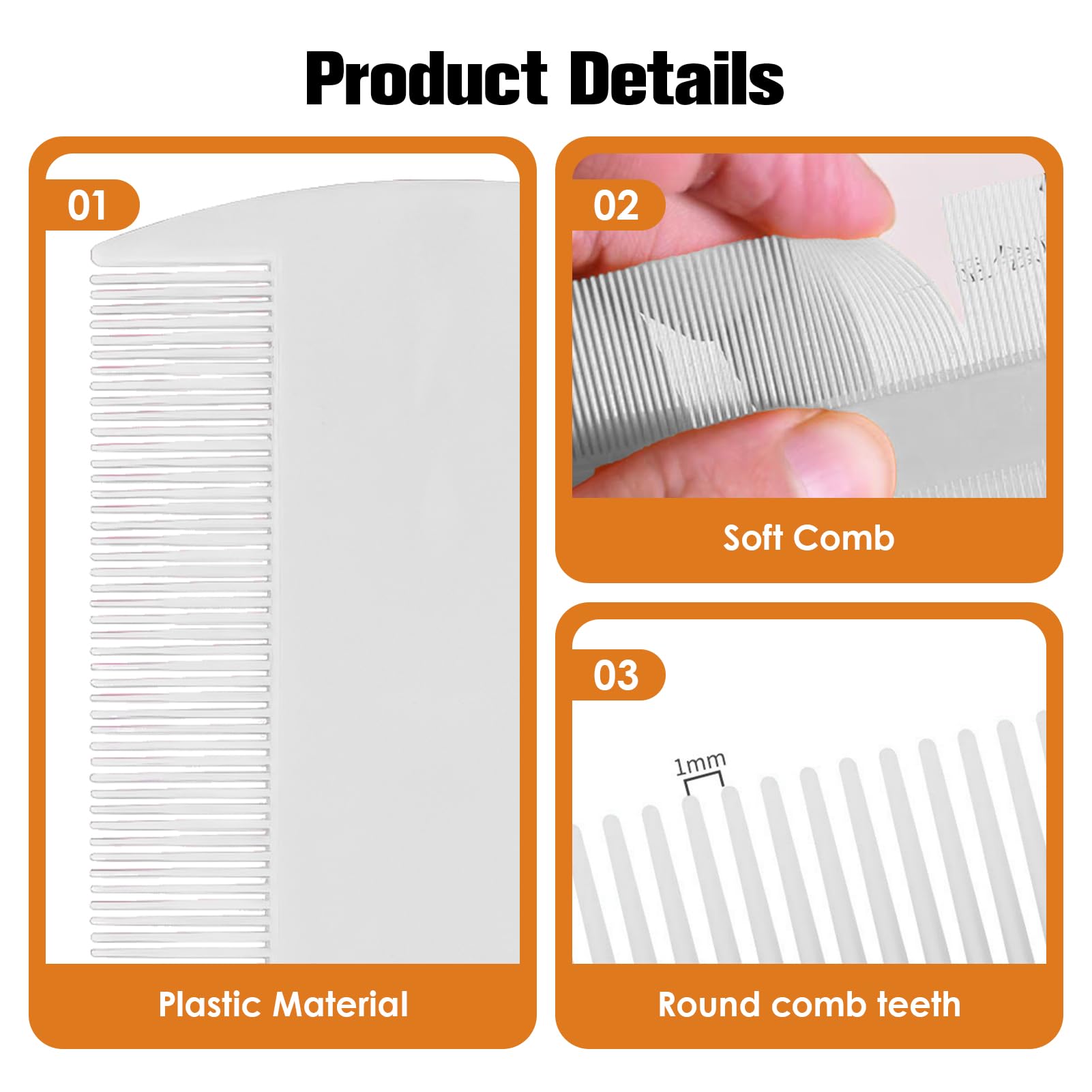 Peigne Anti-Poux et Lentes pour Enfants et Adultes, Élimination Efficace, 4 Peignes à Dents Fines Double Face, Convient également pour Animaux, Anti-Puces et Tiques pour Chien et Chat B