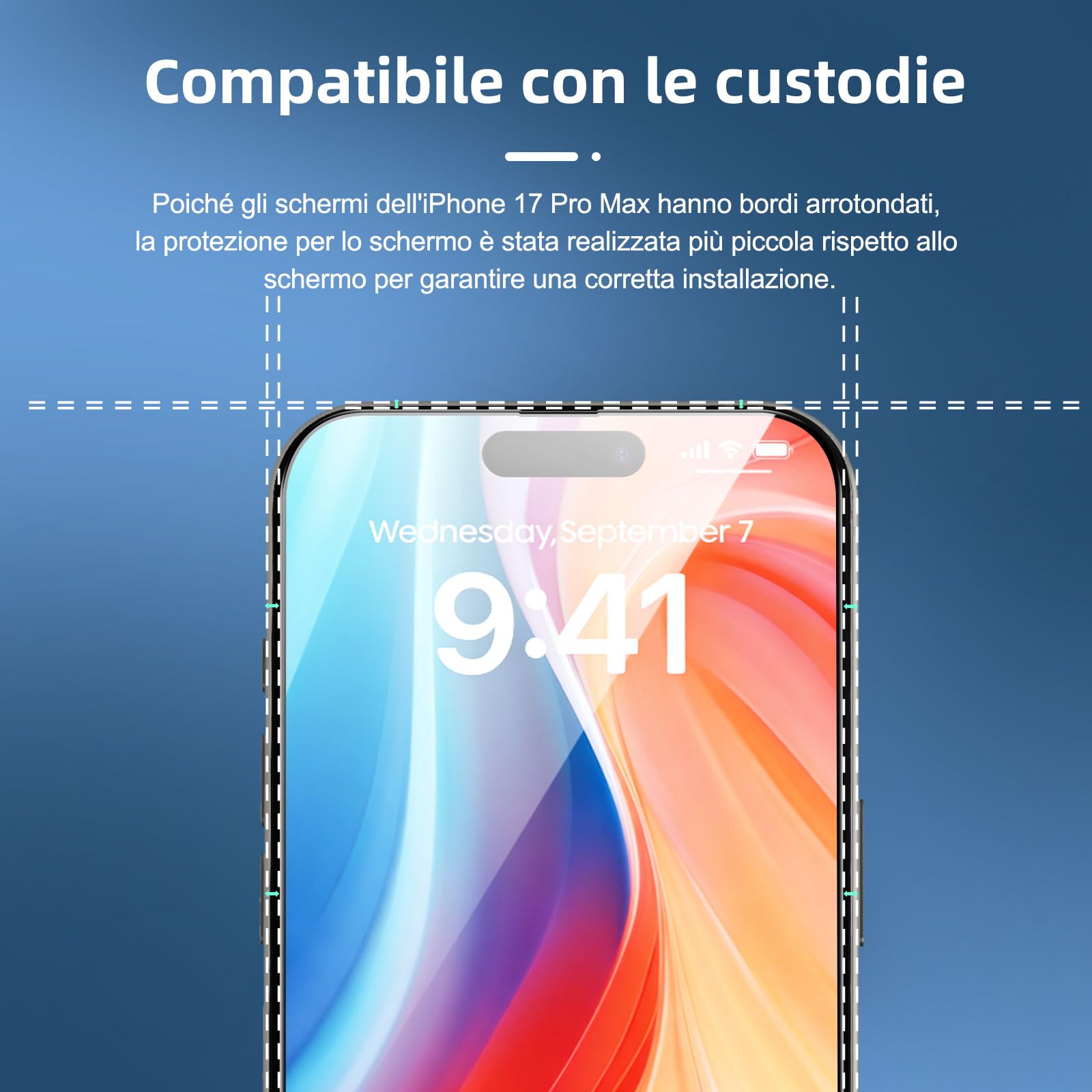 NEW'C 3 Pezzi, Pellicola Protettiva Schermo Intero per iPhone 17 Pro Max 6,9 pollici [Installazione Automatica], Vetro Temperato - Ultra Resistente - Adatta alla Custodia